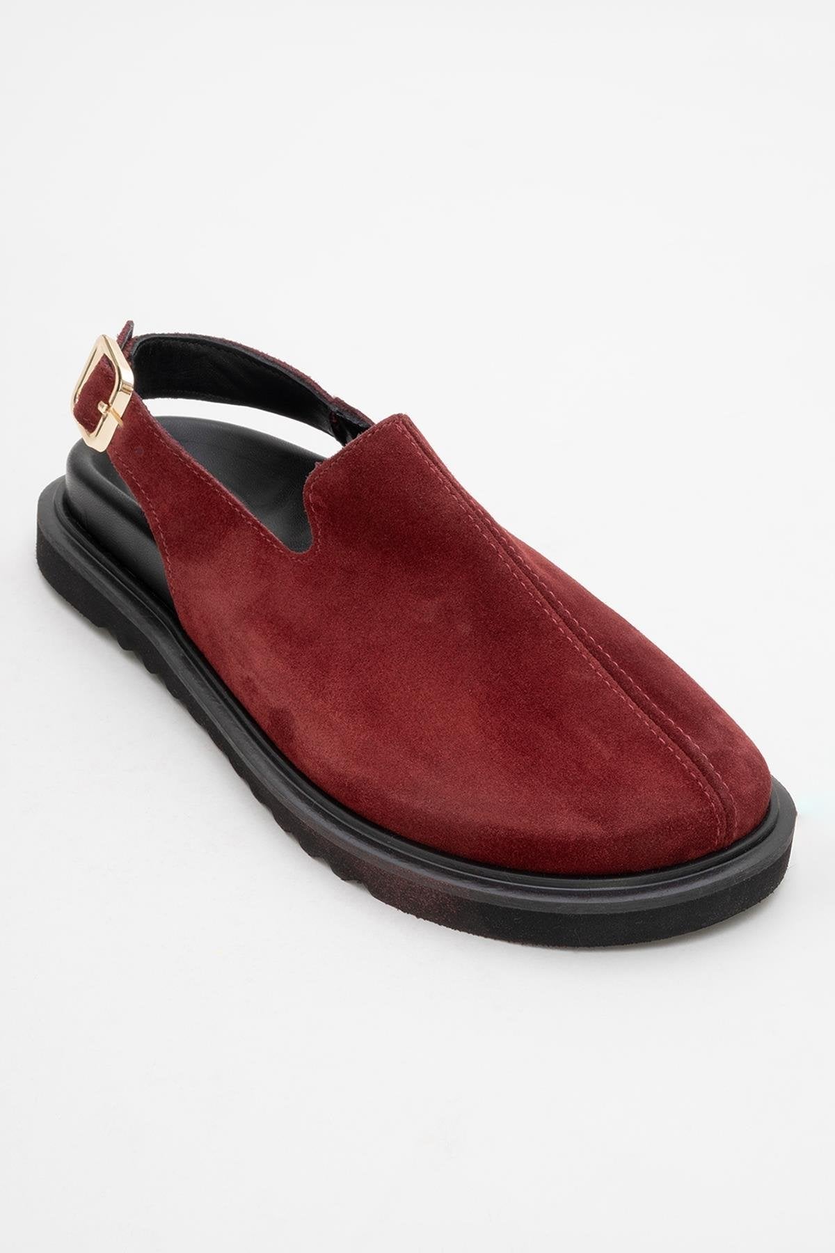 Laby - Burgundy Suede Leather Clogs (Women)