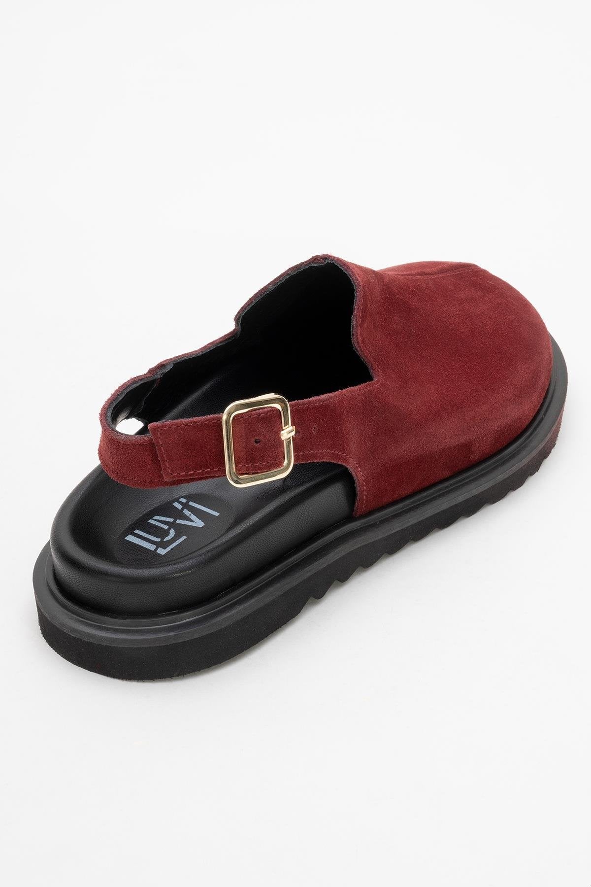 Laby - Burgundy Suede Leather Clogs (Women)