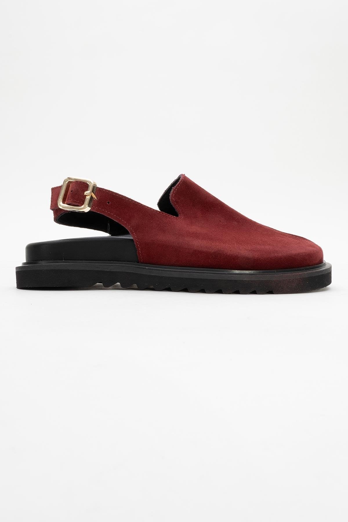 Laby - Burgundy Suede Leather Clogs (Women)