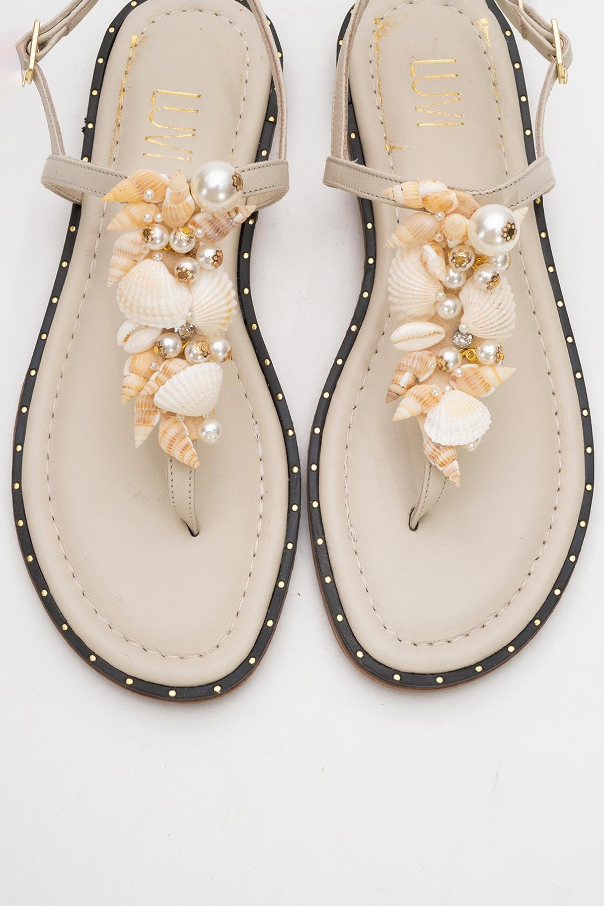 JOE Beige Leather Thong Sandal (Women)