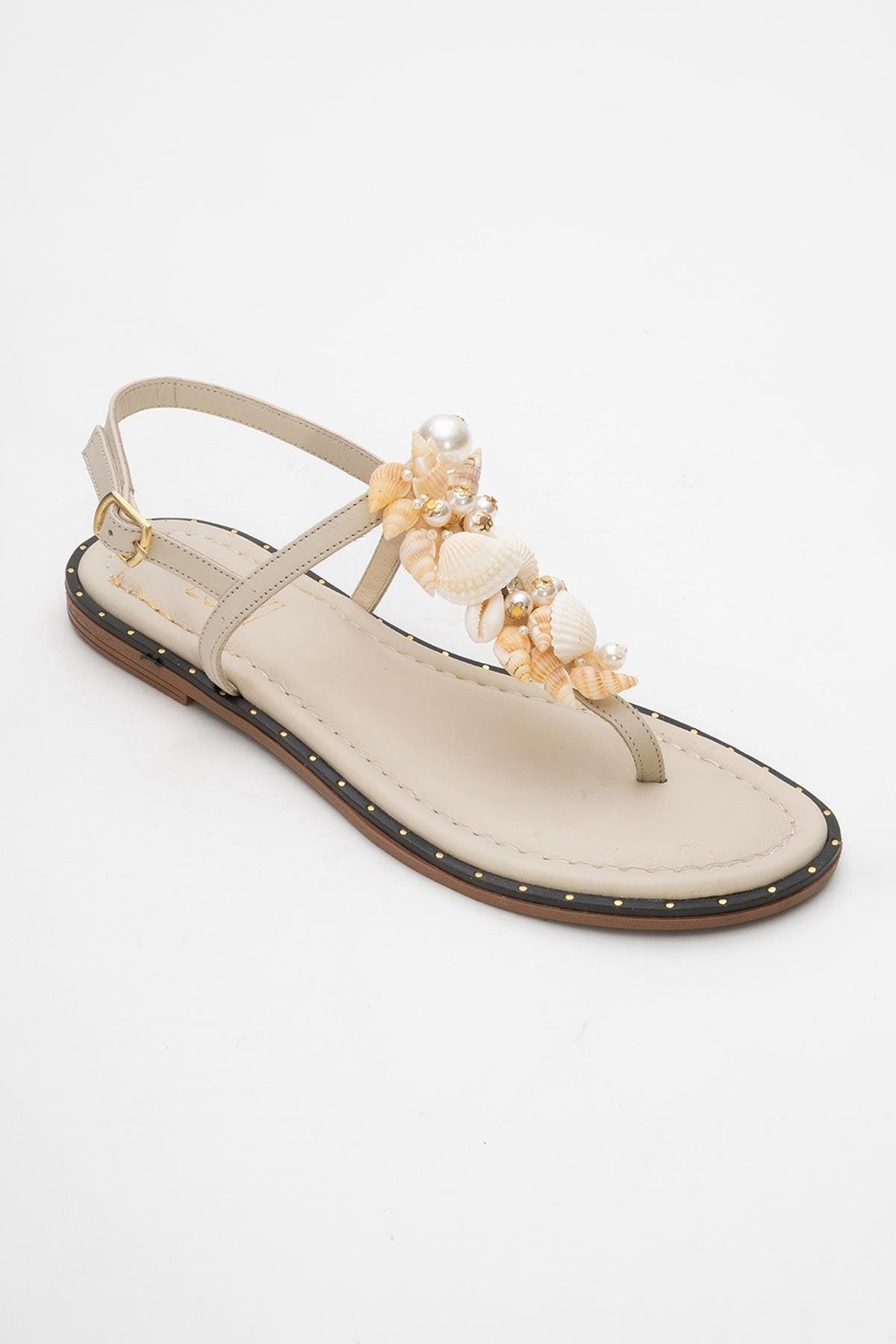 JOE Beige Leather Thong Sandal (Women)