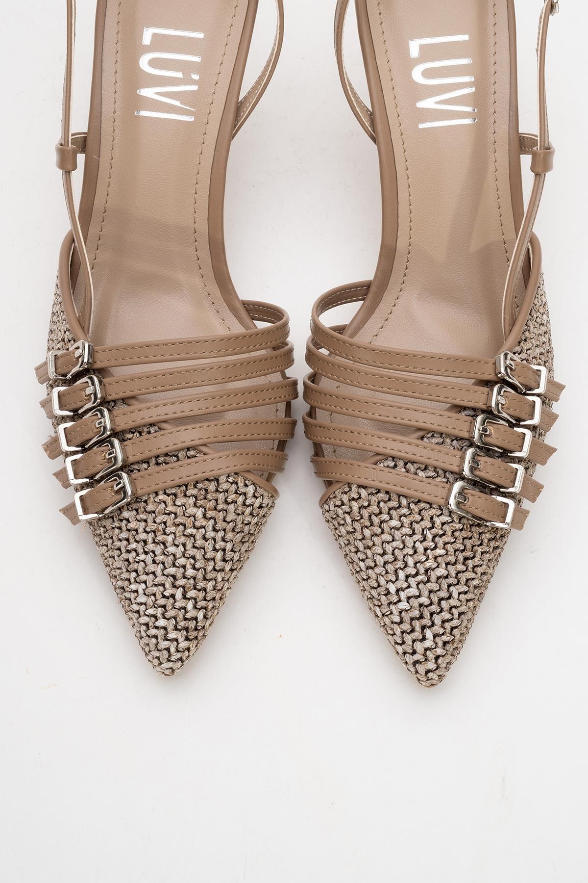 Zenith - Dark Beige Slingback Pointed Toe Heel (Women)