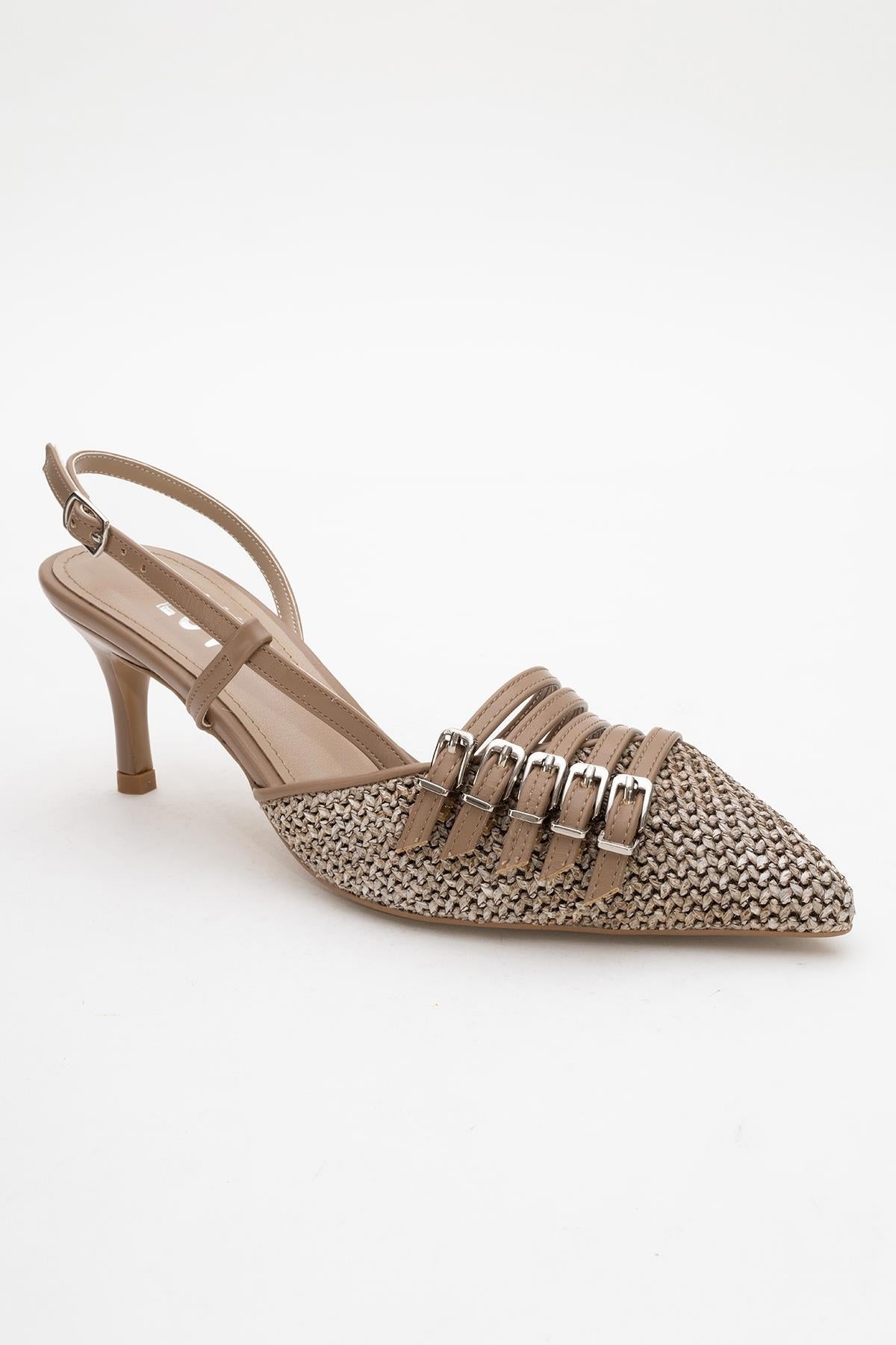 Zenith - Dark Beige Slingback Pointed Toe Heel (Women)