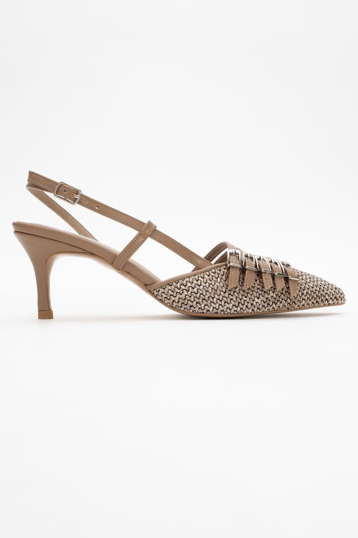 Zenith - Dark Beige Slingback Pointed Toe Heel (Women)