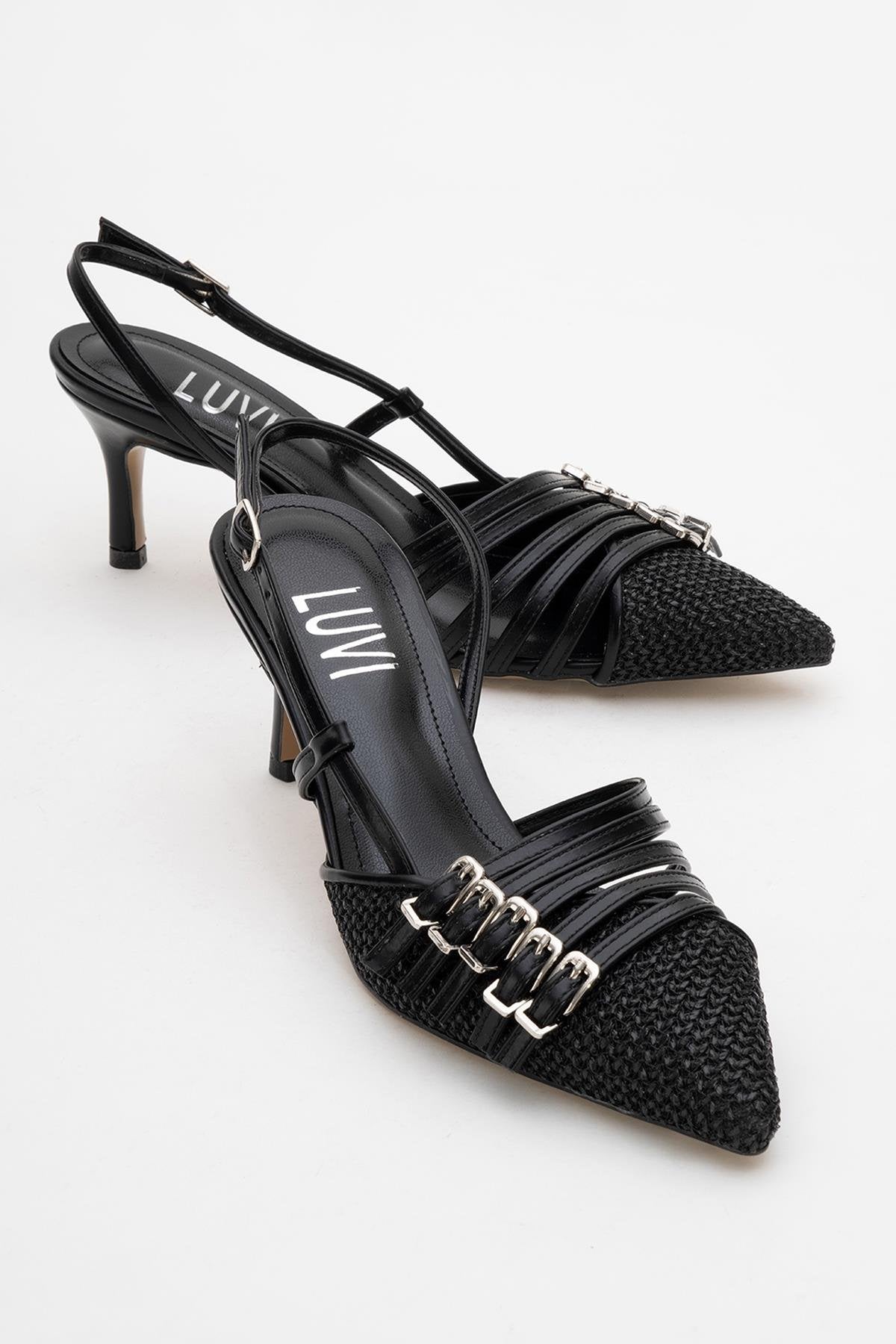 Zenith - Black Slingback Pointed Toe Heel (Women)