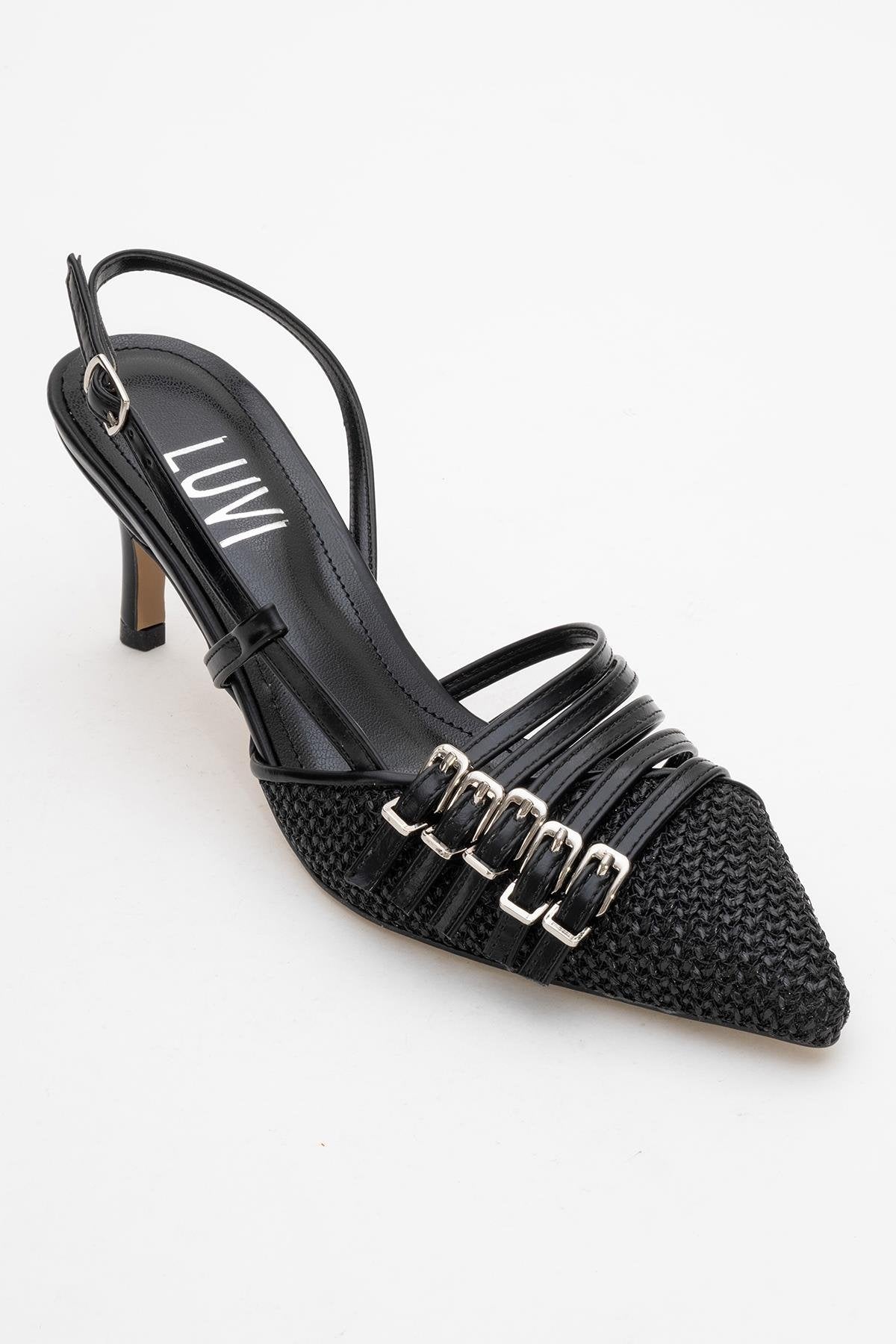 Zenith - Black Slingback Pointed Toe Heel (Women)