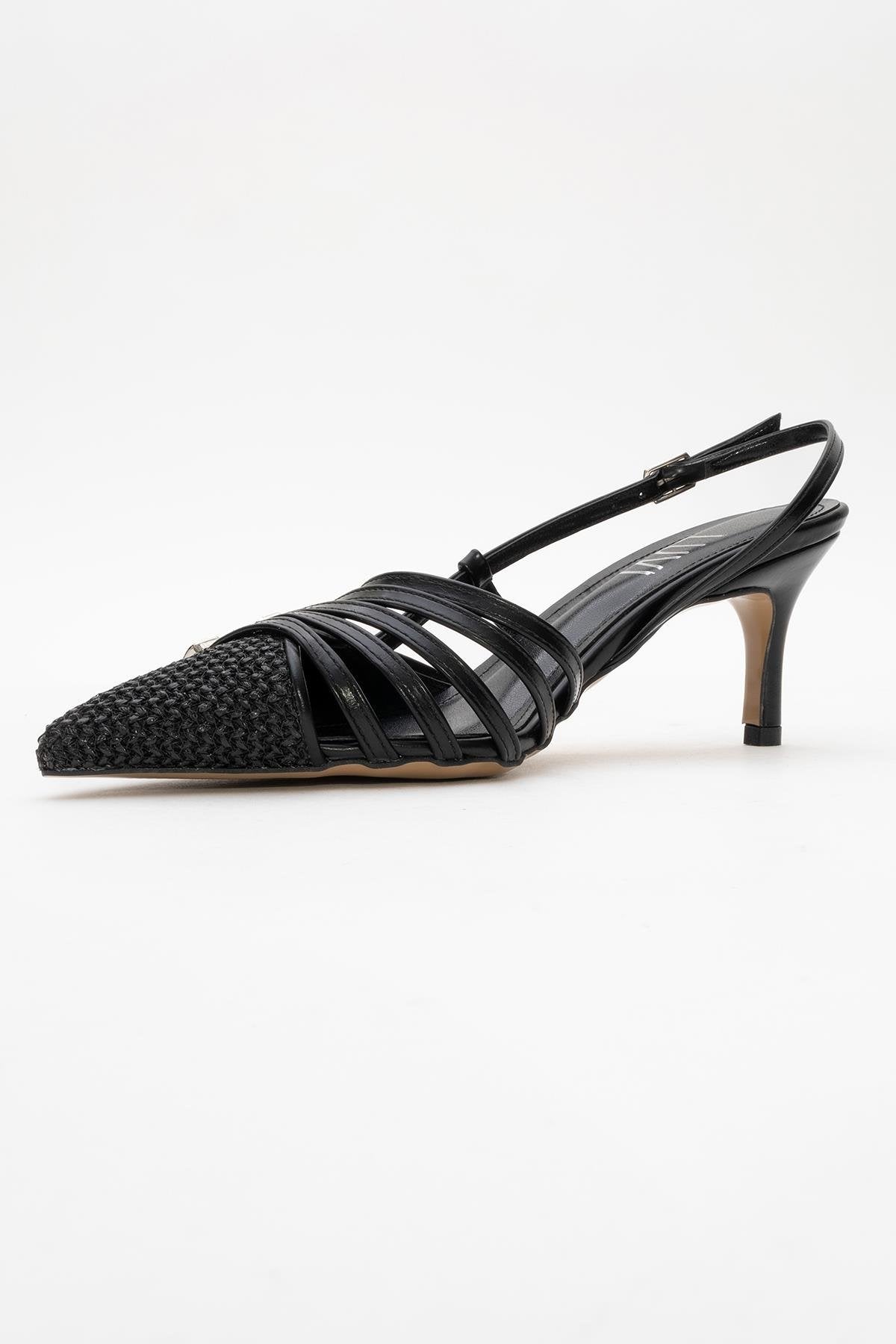 Zenith - Black Slingback Pointed Toe Heel (Women)