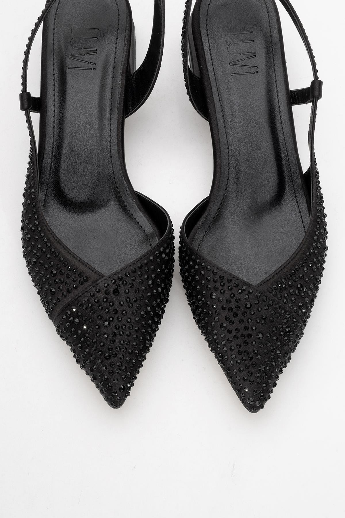 Sella - Black Jeweled Low Heel Shoe (Women)