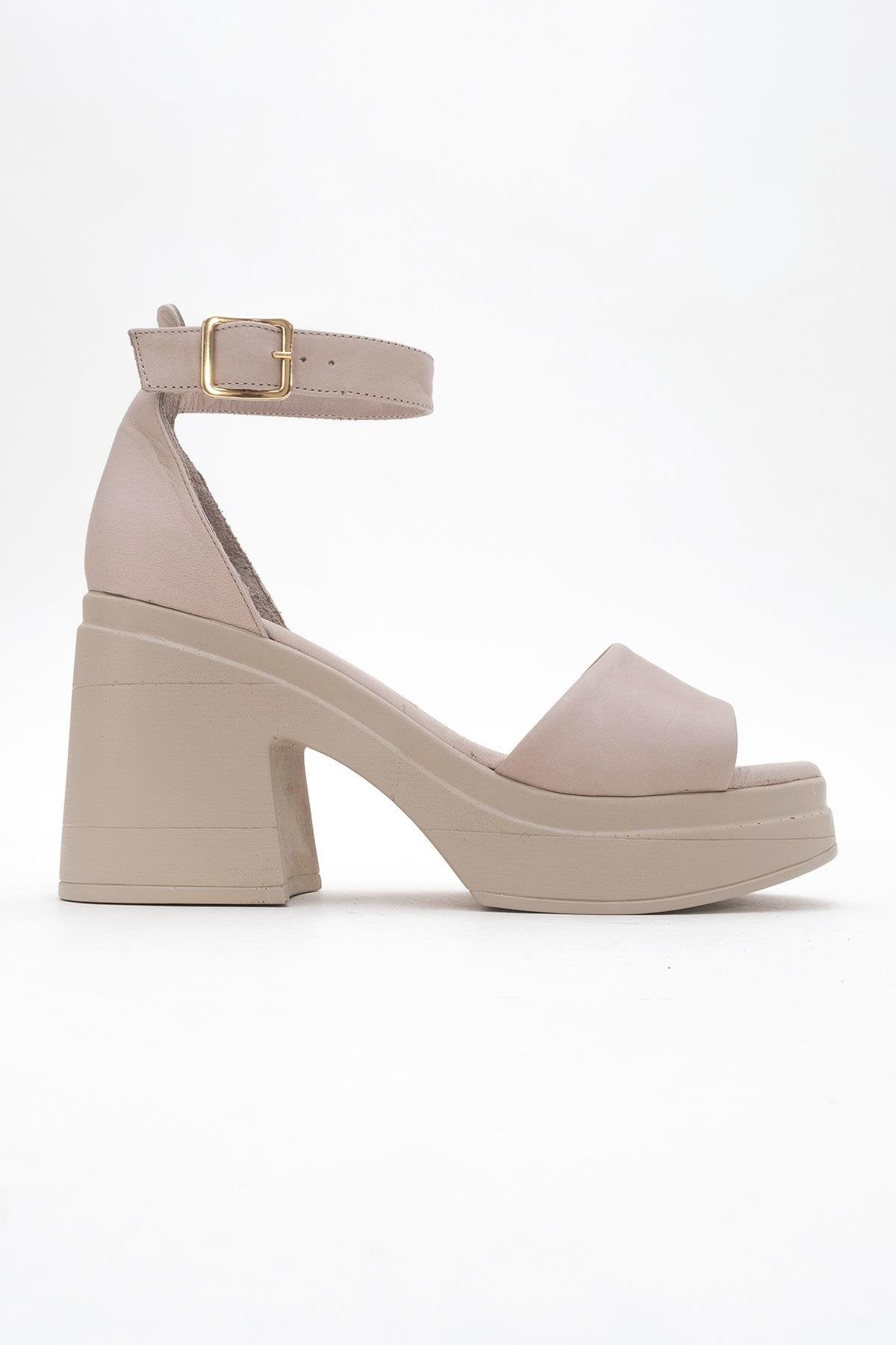 MARGOT Dark Beige Leather Platform Sandal (Women)