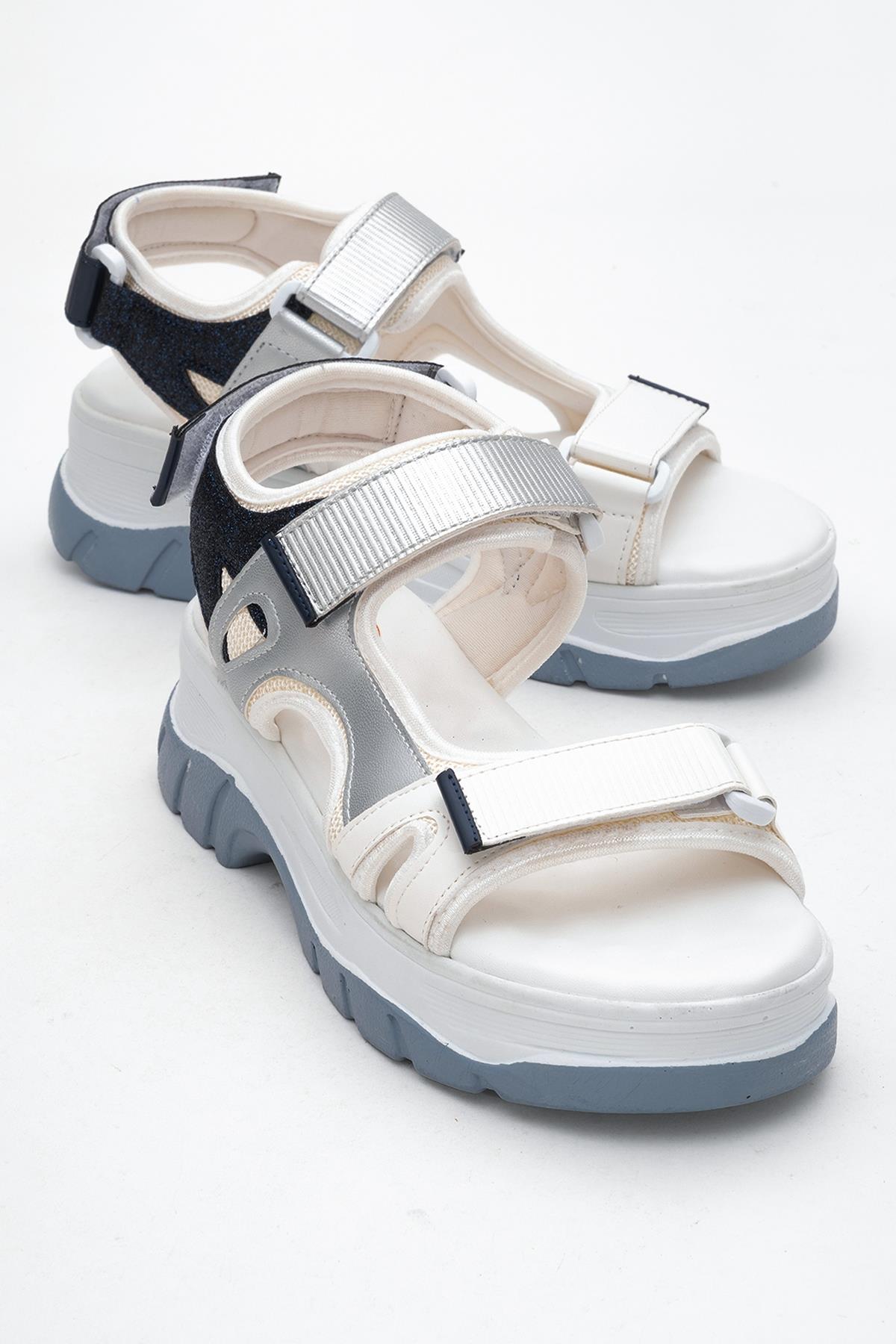 4740 - White-Navy Strap Sandal (Women)