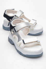 4740 - White-Navy Strap Sandal (Women)