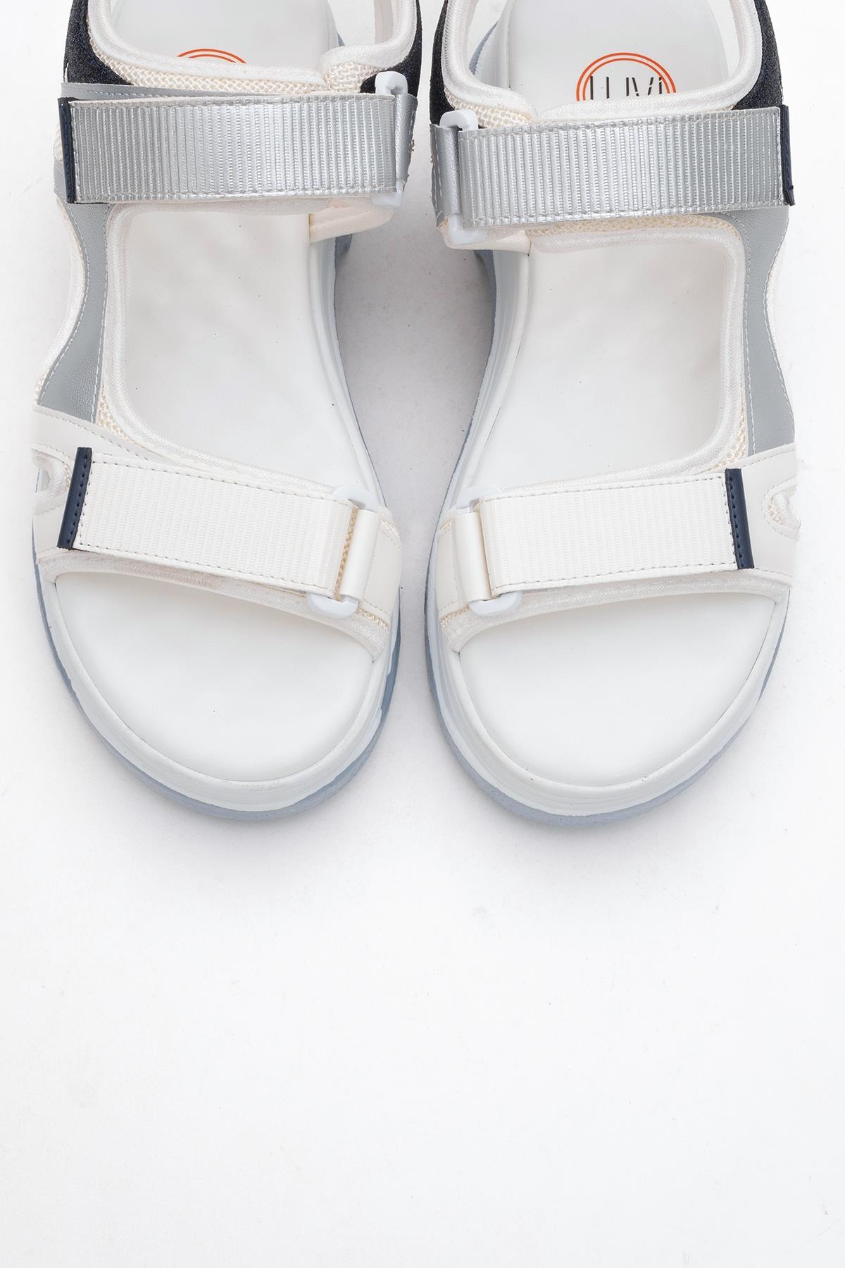 4740 - White-Navy Strap Sandal (Women)