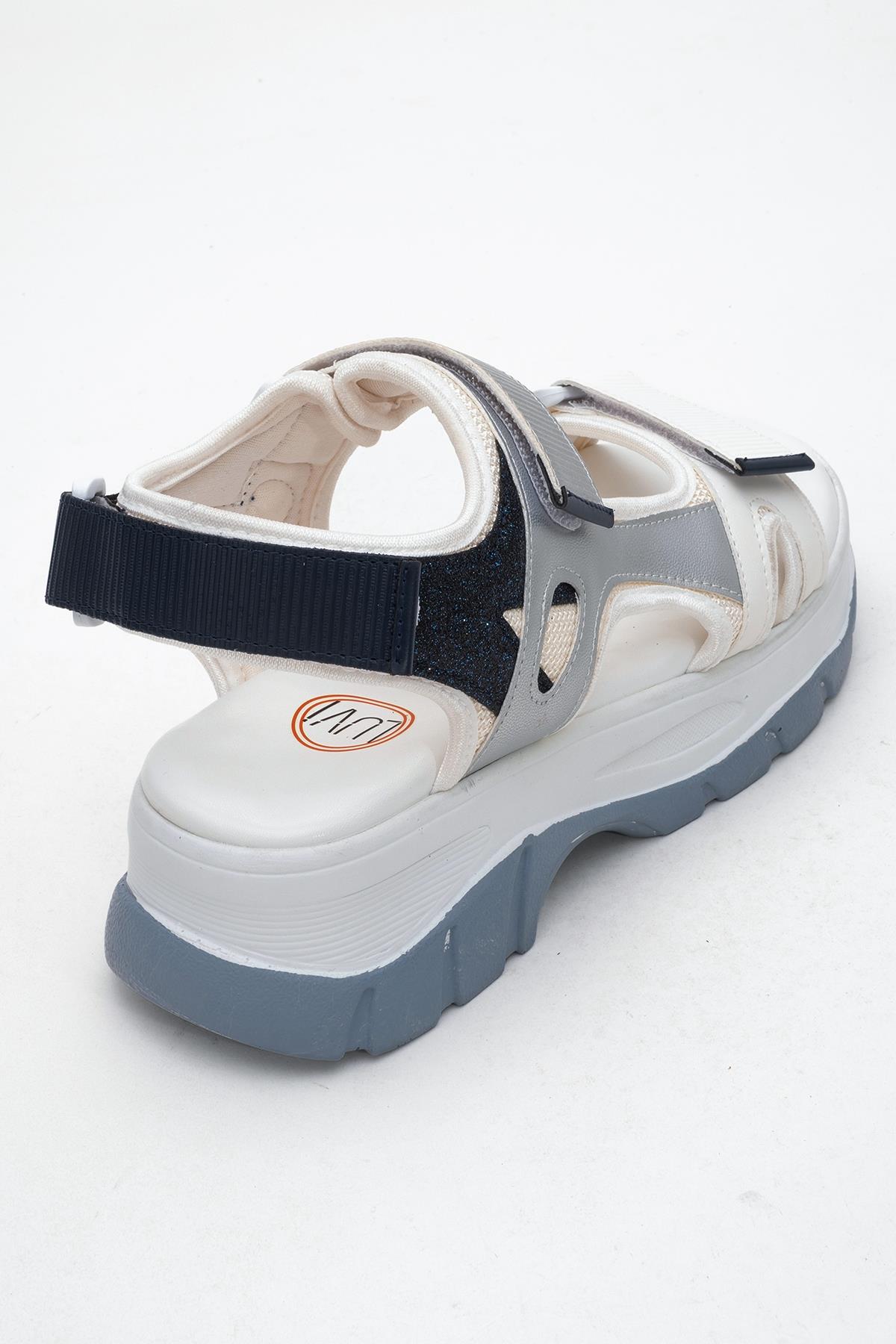 4740 - White-Navy Strap Sandal (Women)