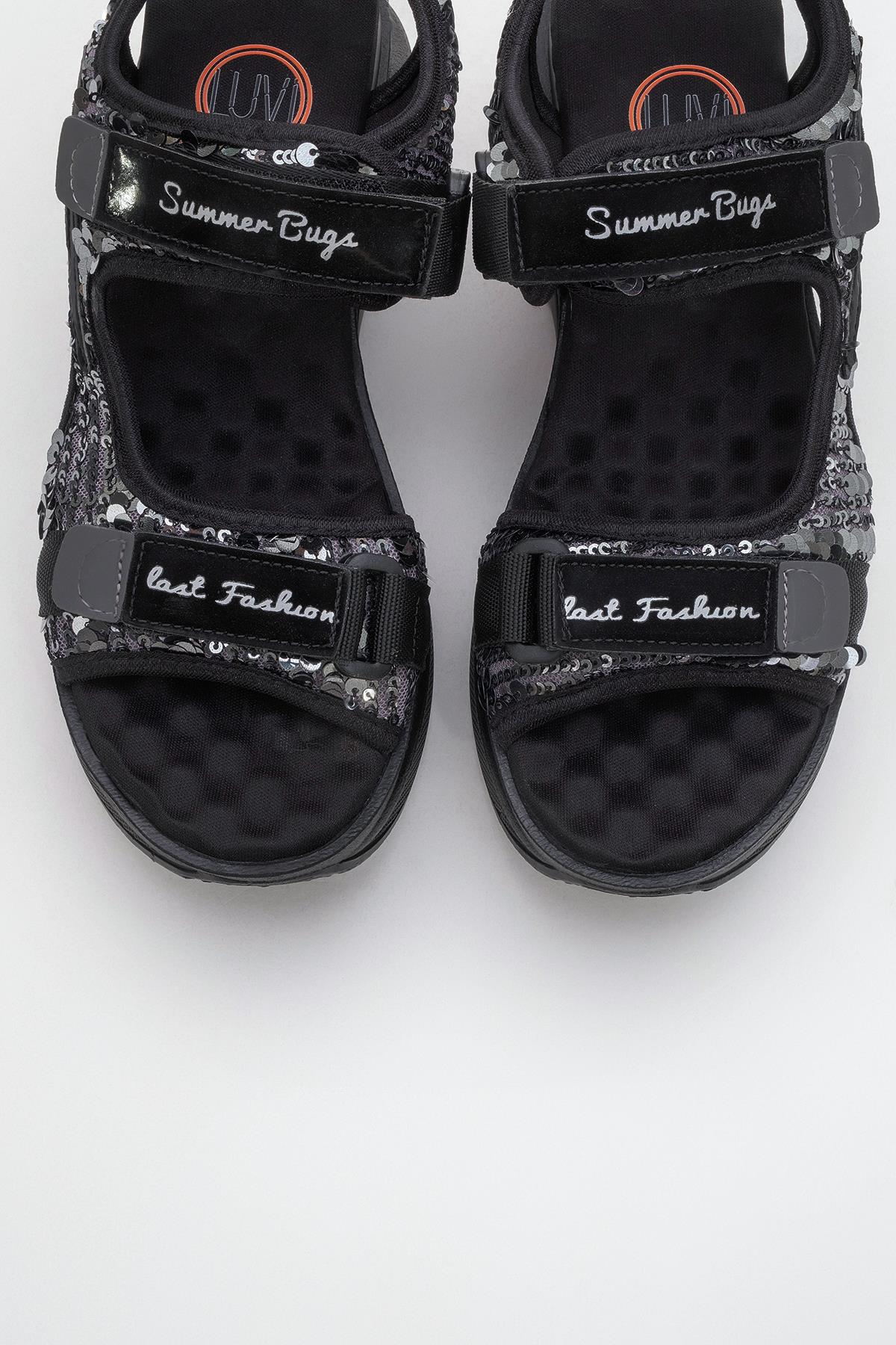 Arthur - Black-Grey Platform Sport Sandal (Women)