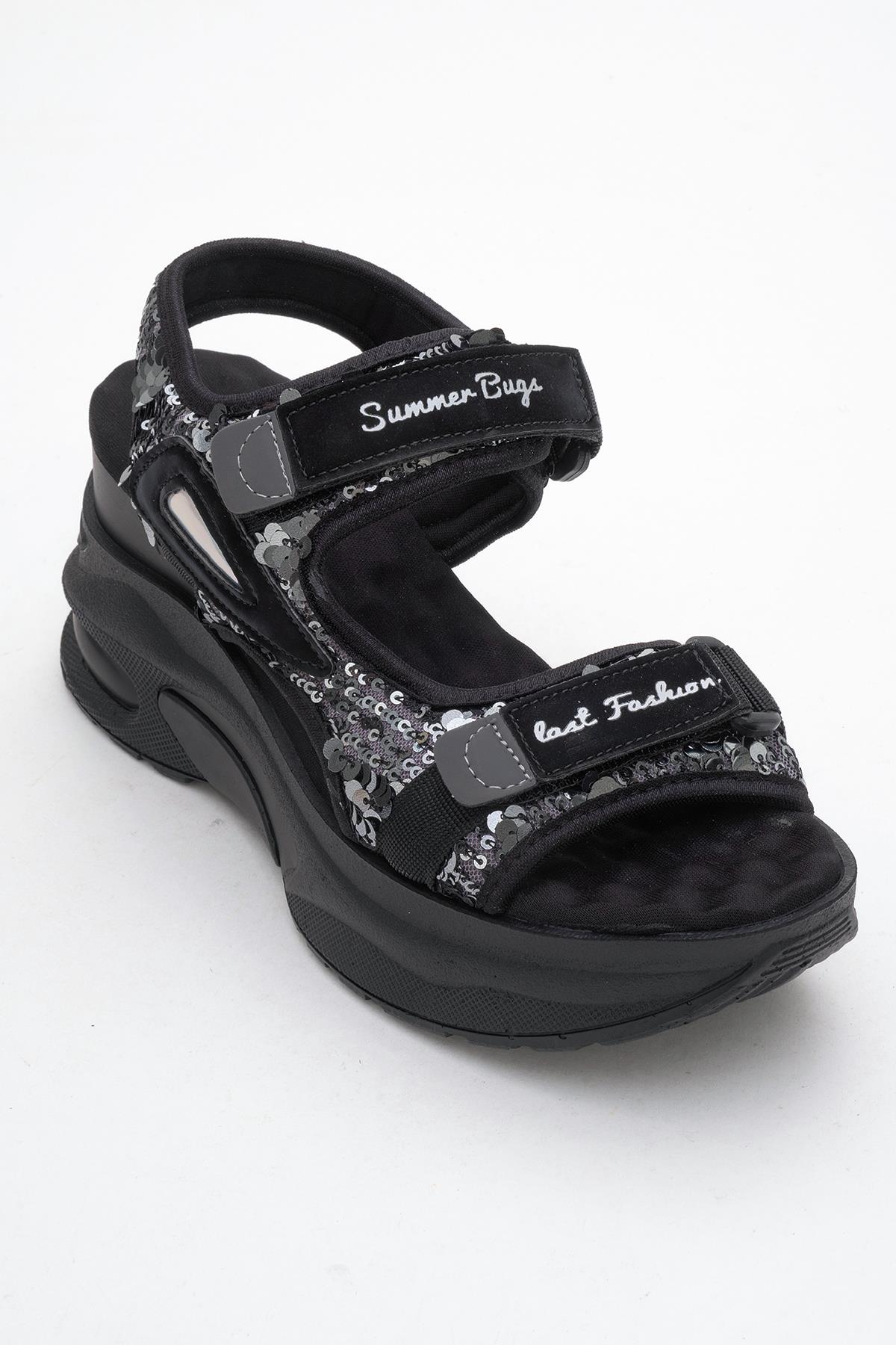 Arthur - Black-Grey Platform Sport Sandal (Women)