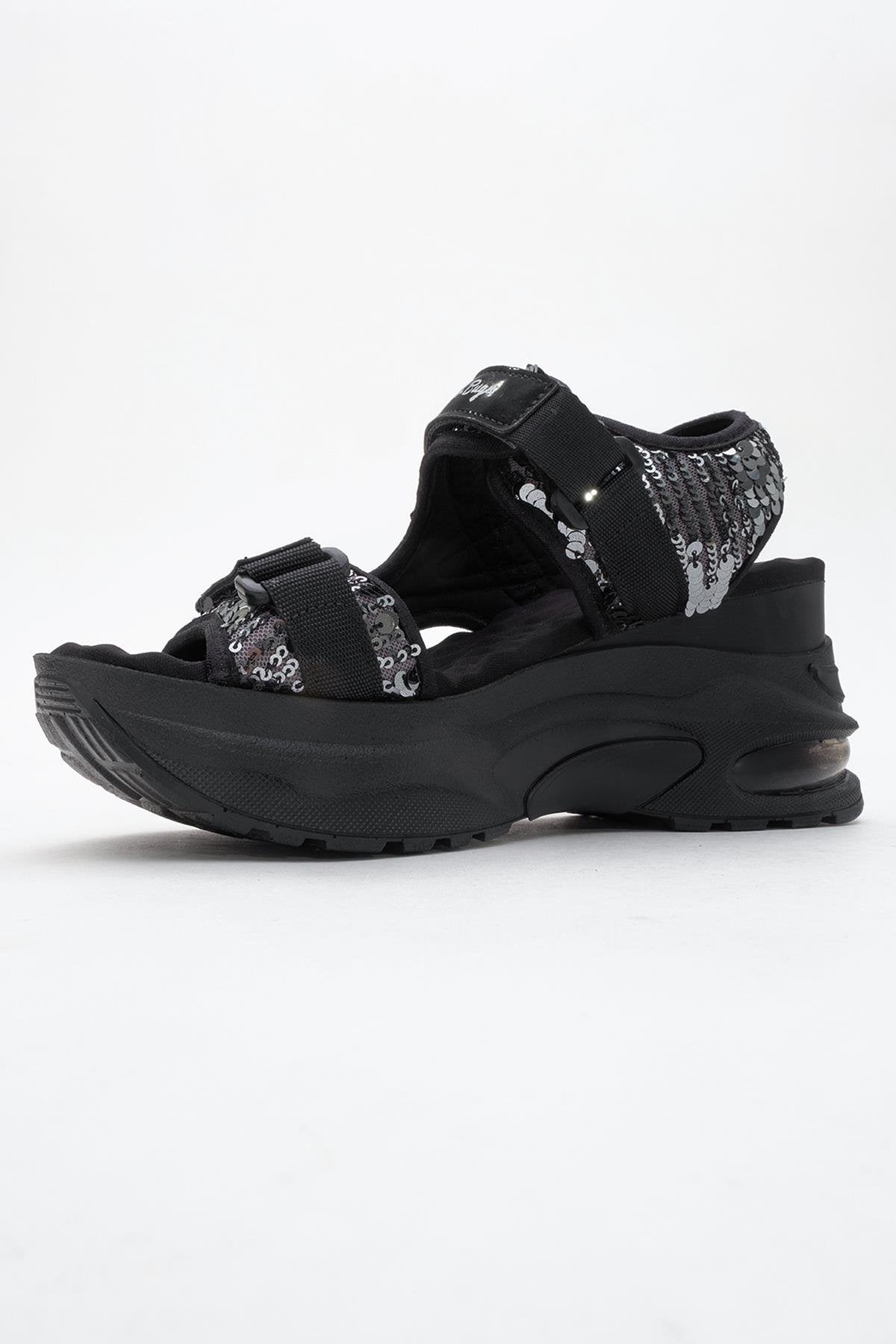 Arthur - Black-Grey Platform Sport Sandal (Women)