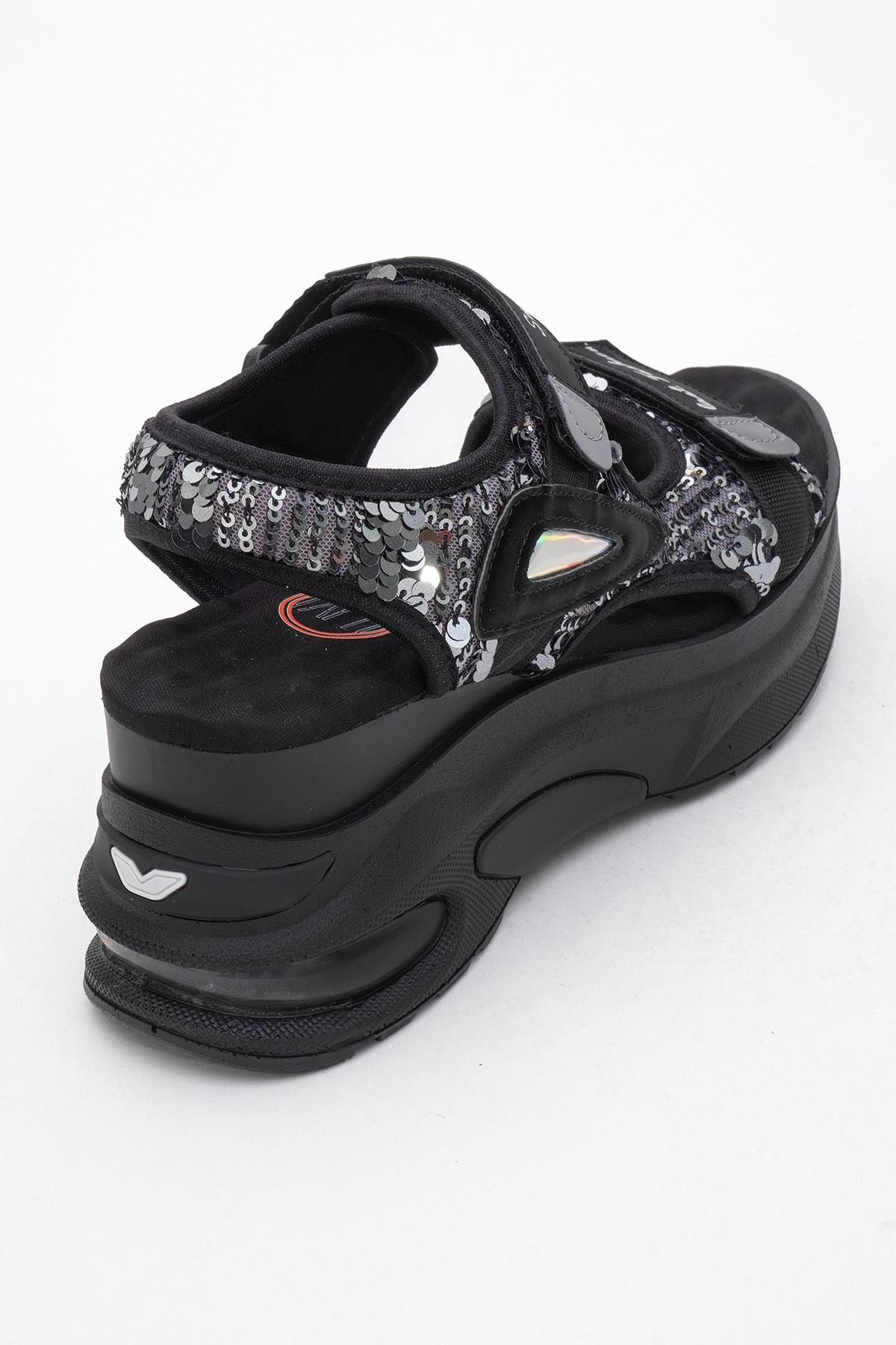 Arthur - Black-Grey Platform Sport Sandal (Women)