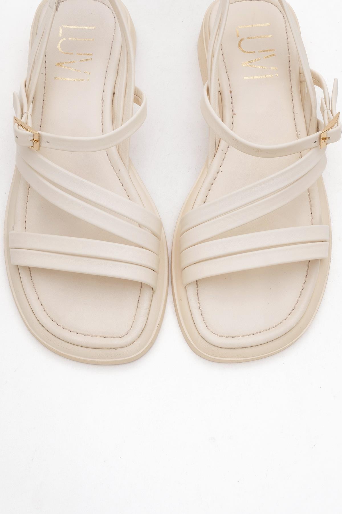 Cesar - Beige Leather Sandals (Women)