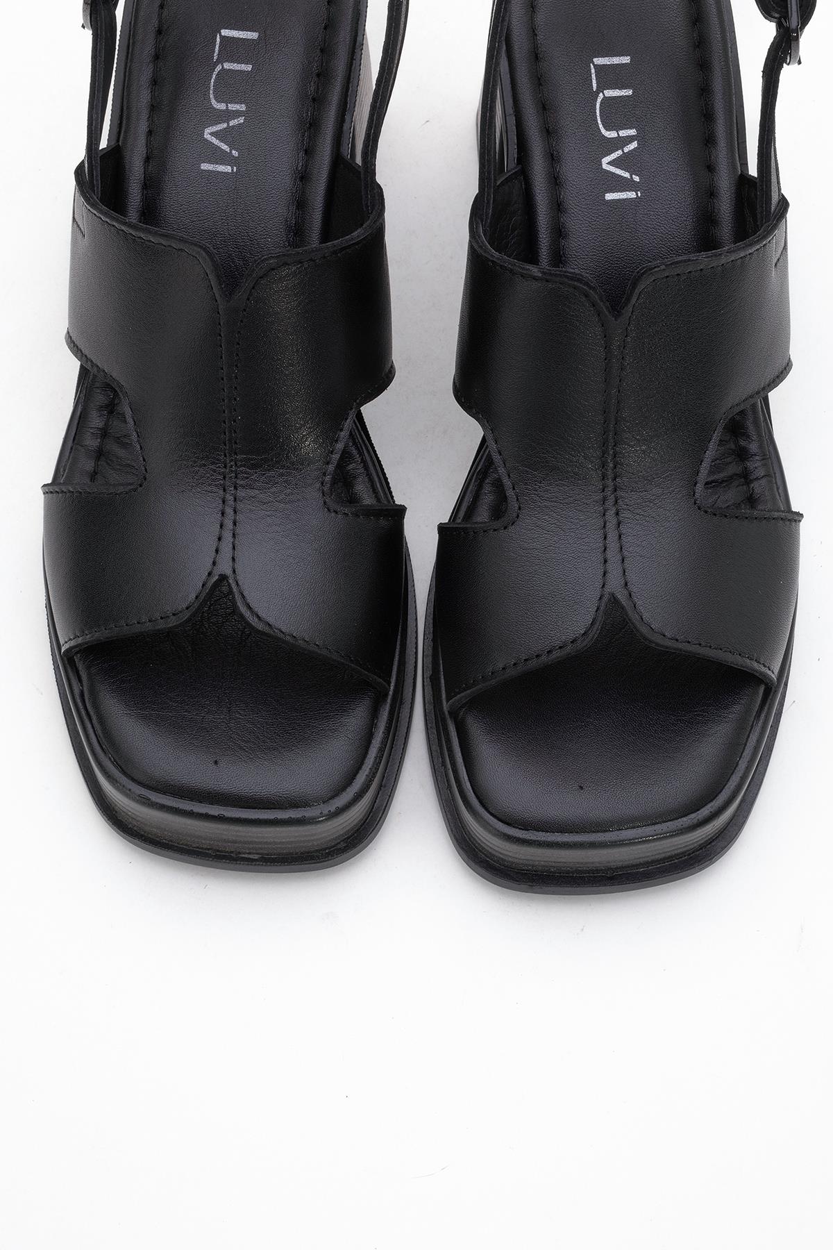 Zennia Black Leather Platform Sandal (Women)