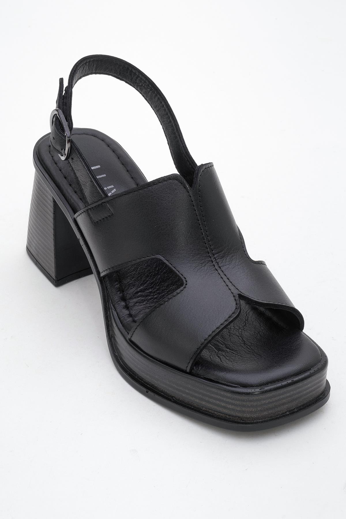 Zennia Black Leather Platform Sandal (Women)