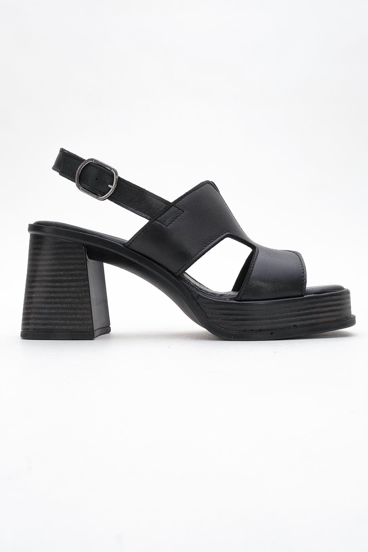 Zennia Black Leather Platform Sandal (Women)