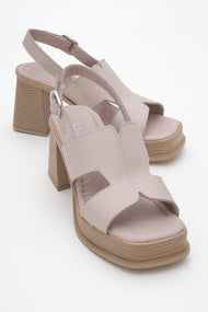 Zennia Beige Leather Platform Sandal (Women)
