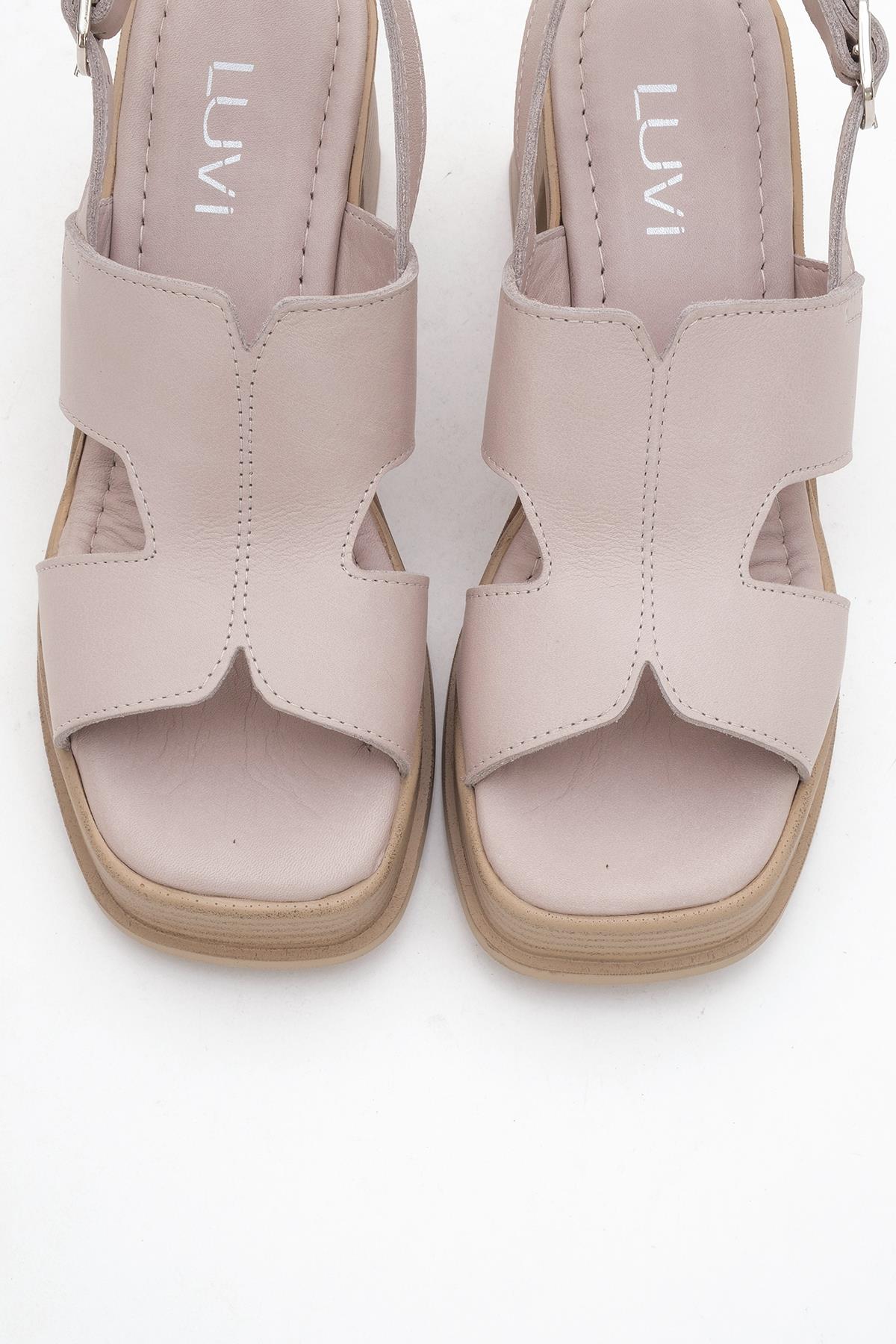 Zennia Beige Leather Platform Sandal (Women)