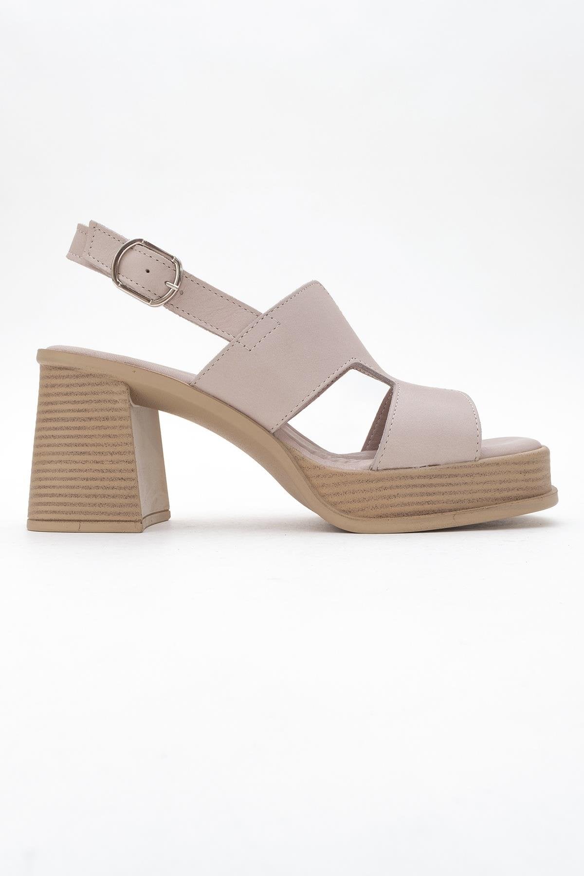 Zennia Beige Leather Platform Sandal (Women)