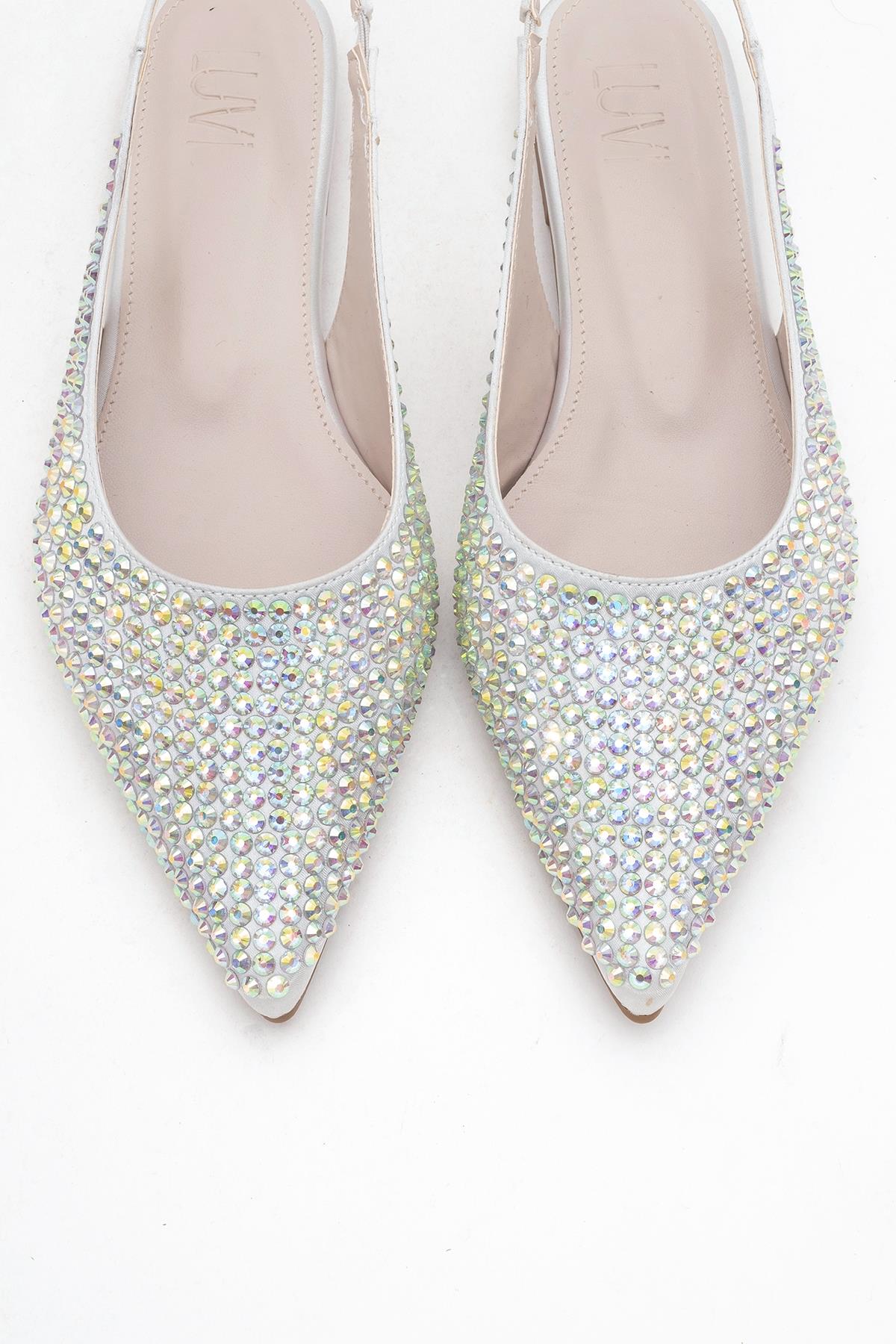 Ida - Silver Pointed Toe Open-Back Ballet Flat (Women)