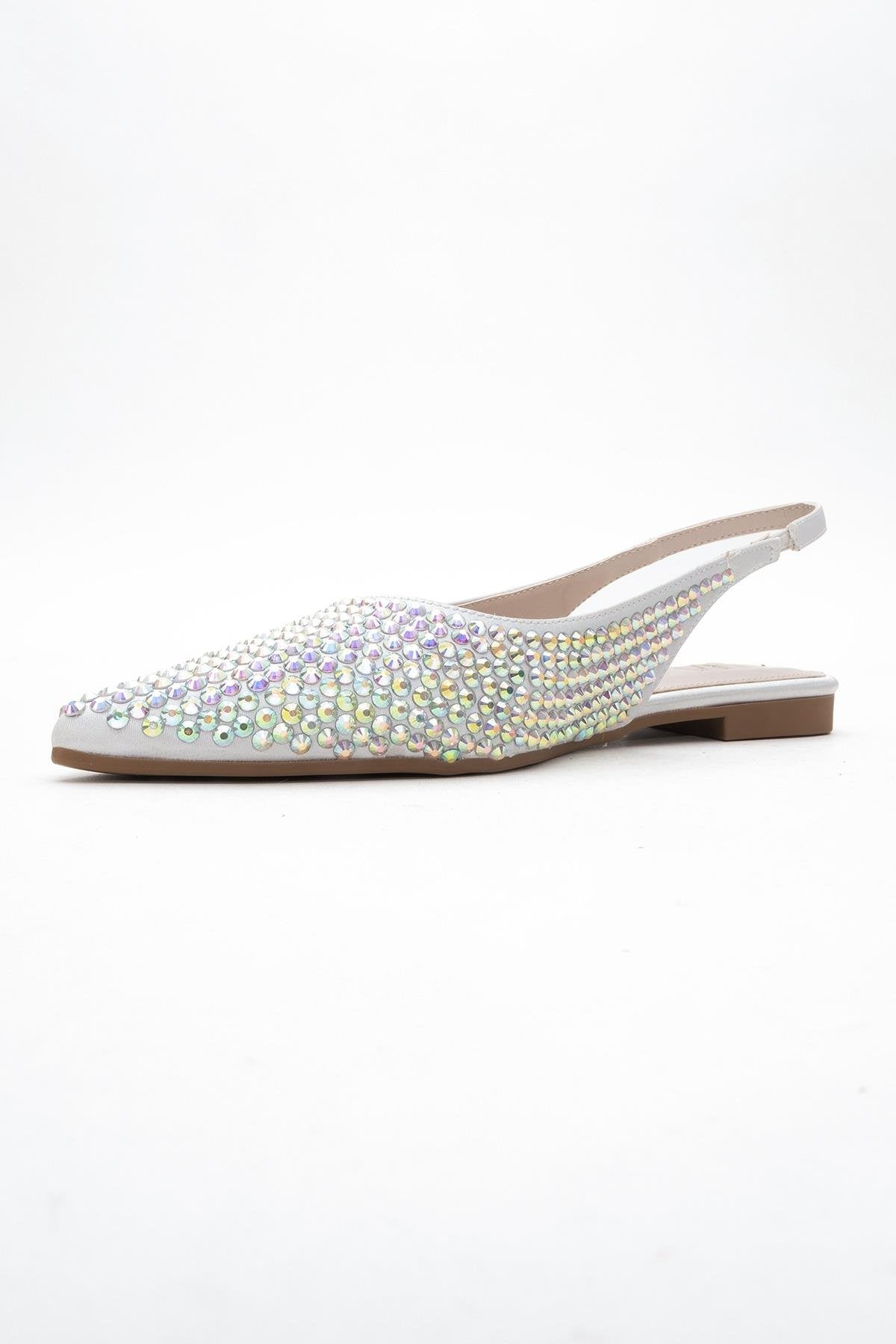 Ida - Silver Pointed Toe Open-Back Ballet Flat (Women)