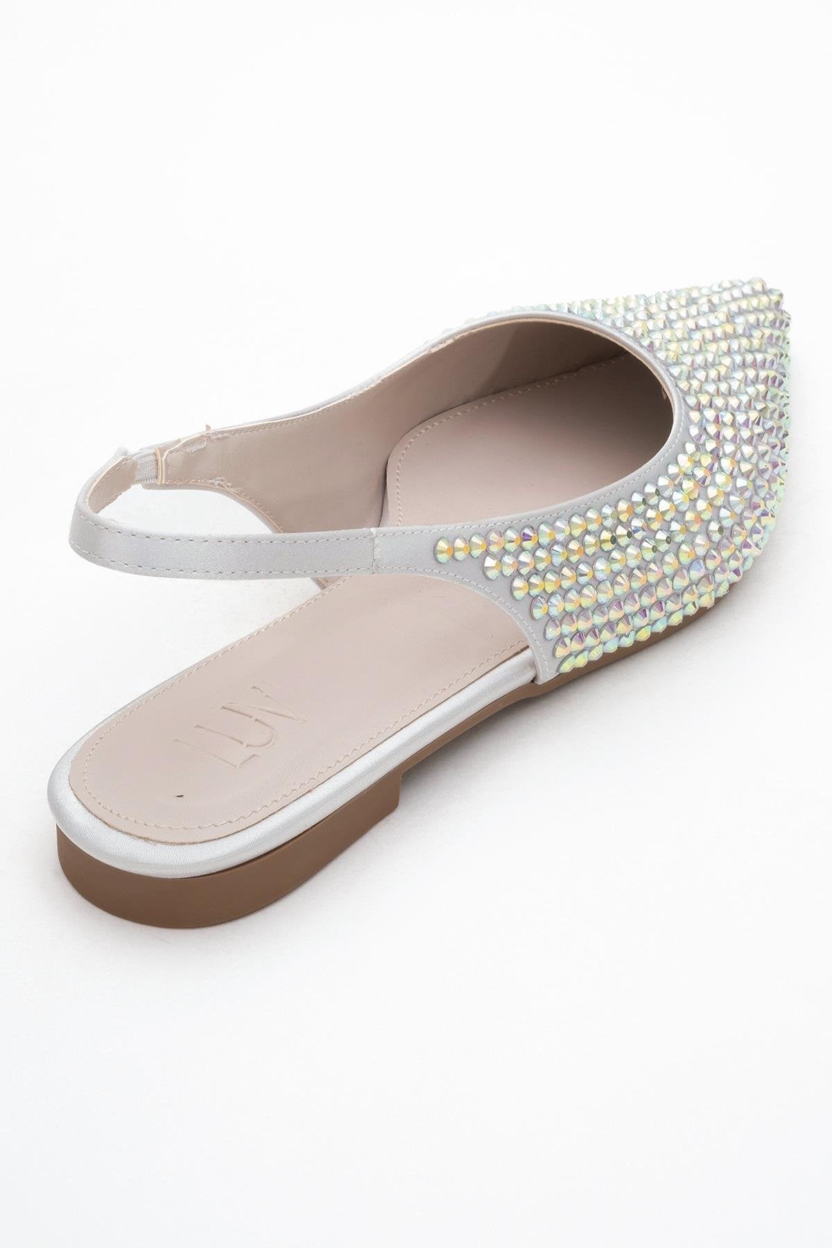 Ida - Silver Pointed Toe Open-Back Ballet Flat (Women)