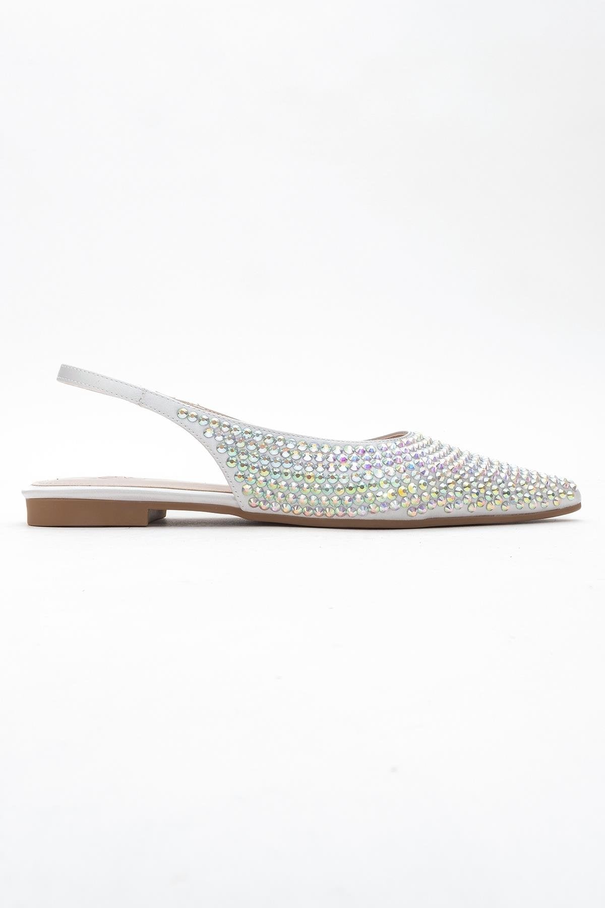 Ida - Silver Pointed Toe Open-Back Ballet Flat (Women)