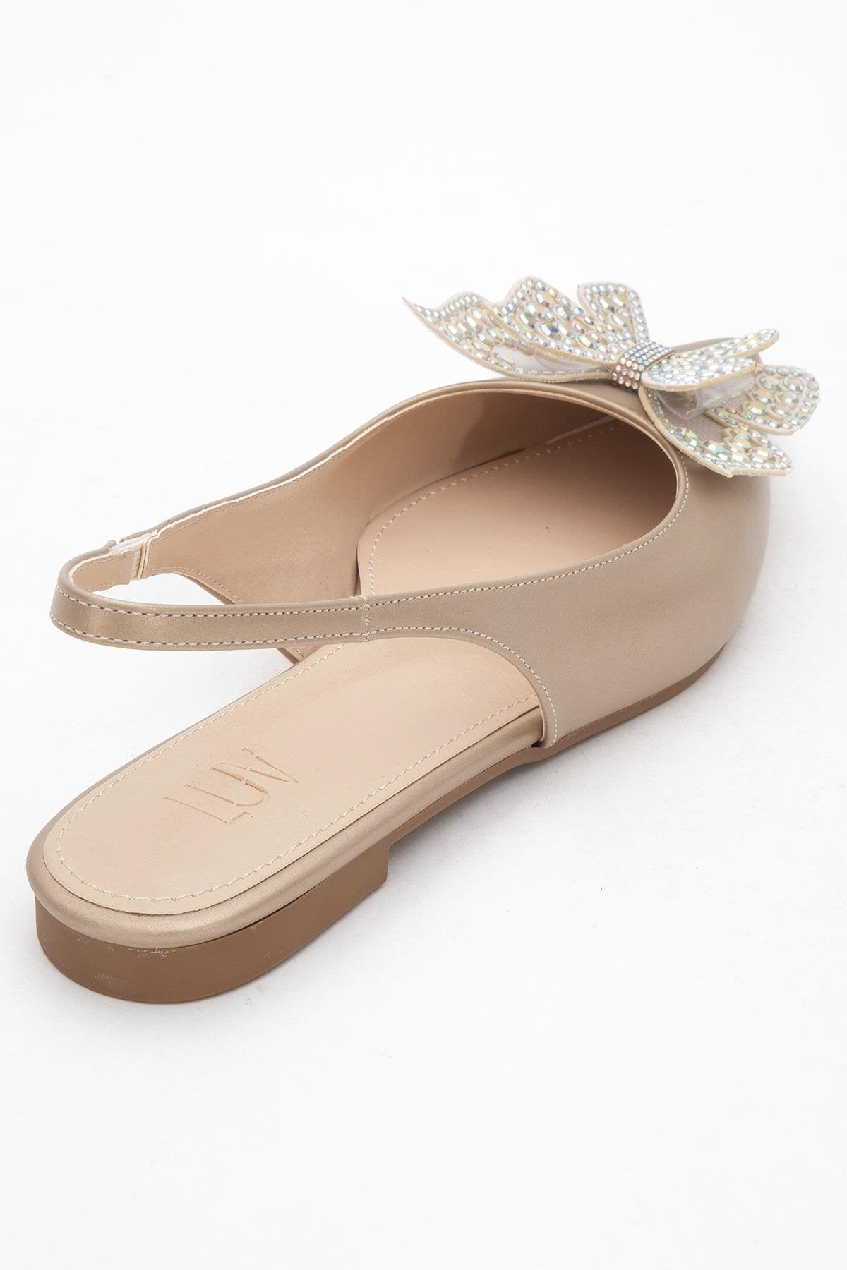 Oriol - Gold Pointed Toe Open-Back Ballet Flat (Women)