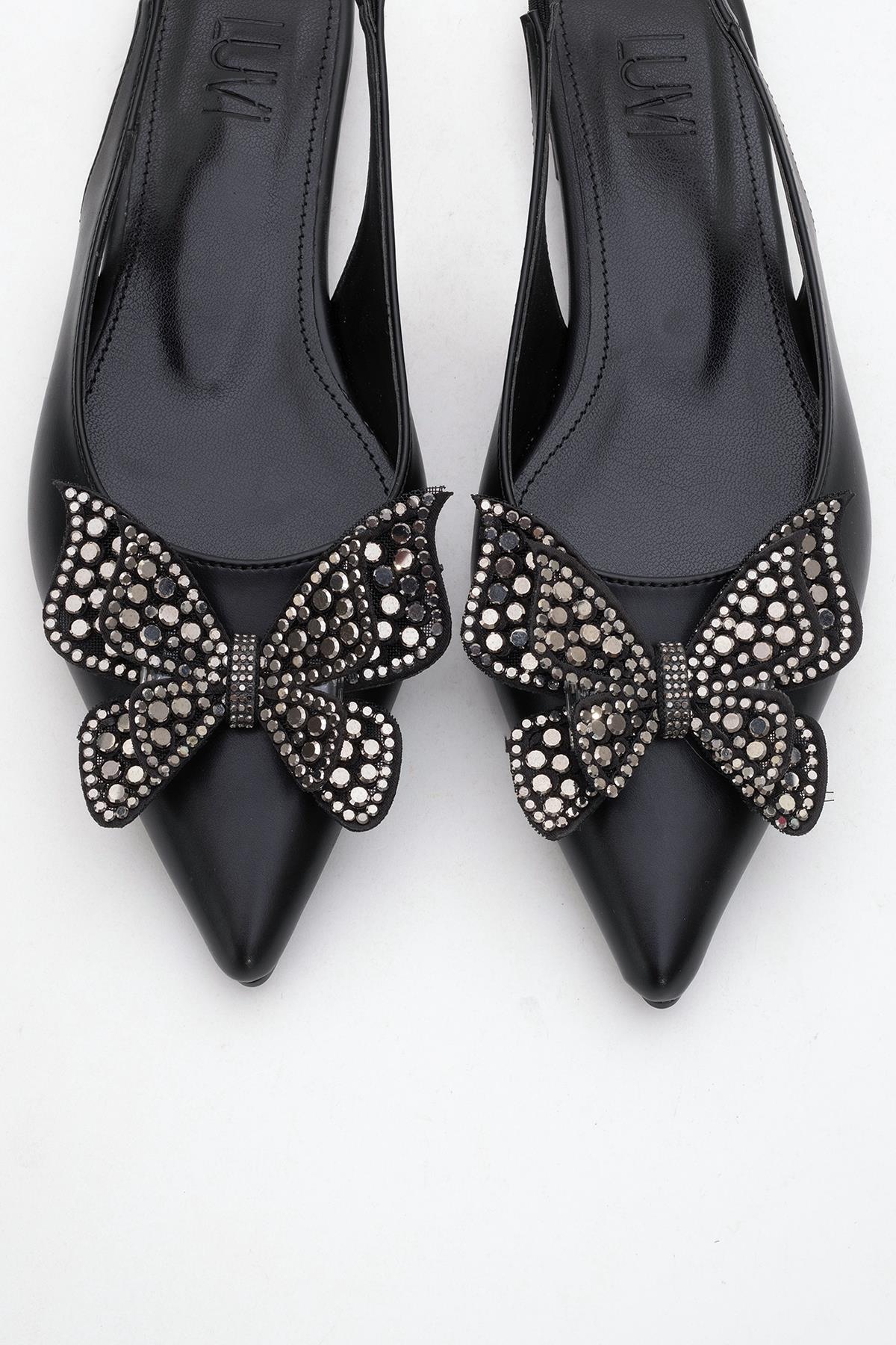 Oriol - Black Pointed Toe Open-Back Ballet Flat (Women)
