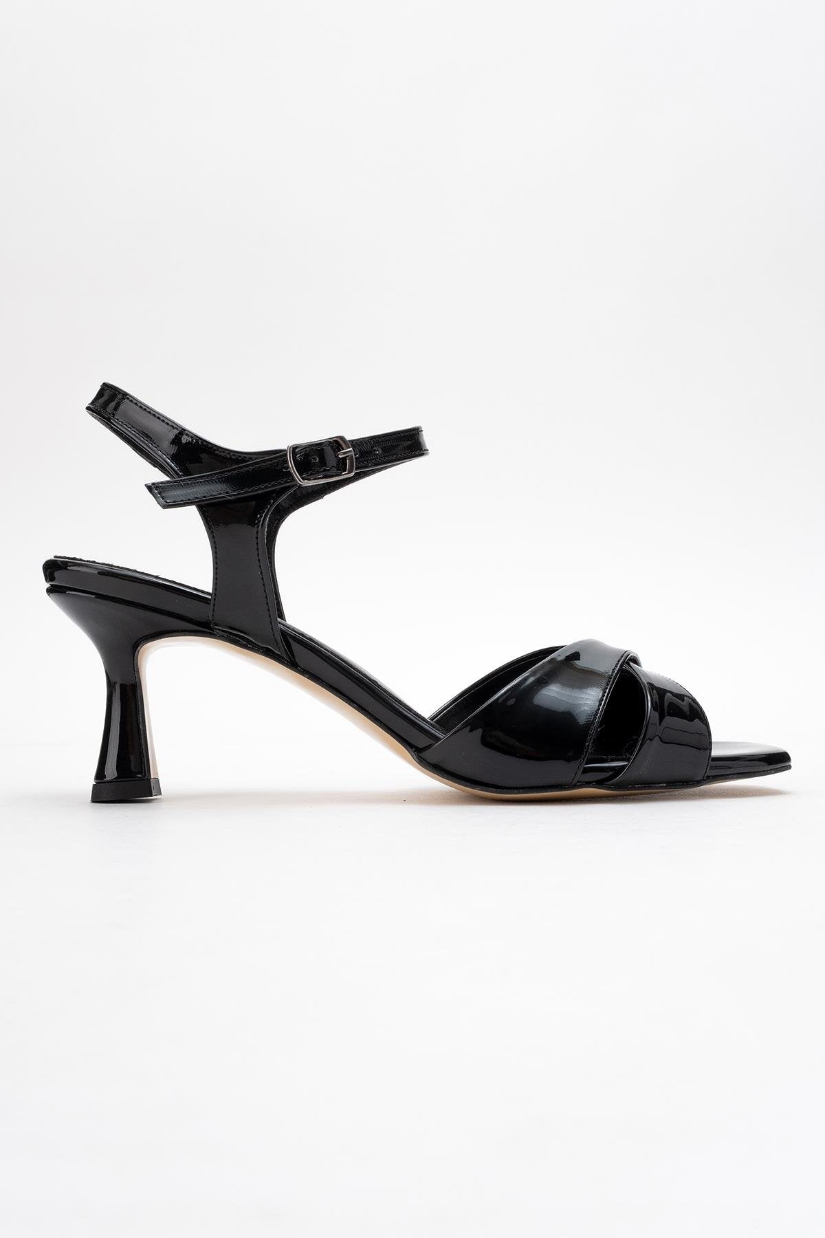 Melin - Black Patent Cross-Strap Heeled Shoe (Women)
