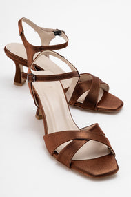 Melin - Copper Satin Cross-Strap Heeled Shoe (Women)