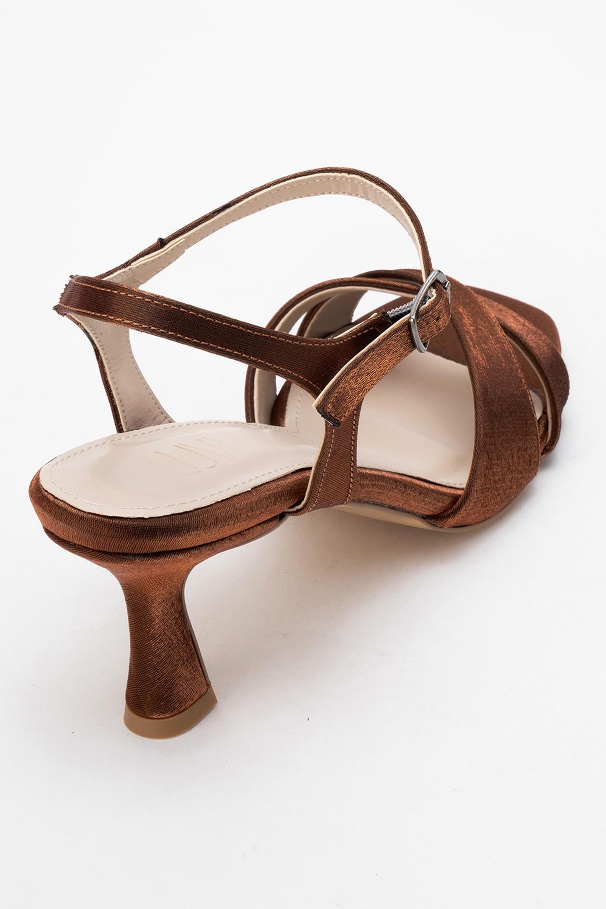 Melin - Copper Satin Cross-Strap Heeled Shoe (Women)