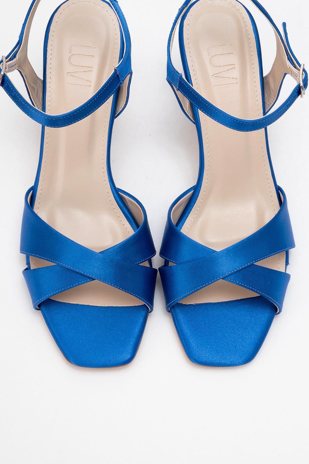 Melin - Sapphire Satin Cross-Strap Stiletto Pump (Women)