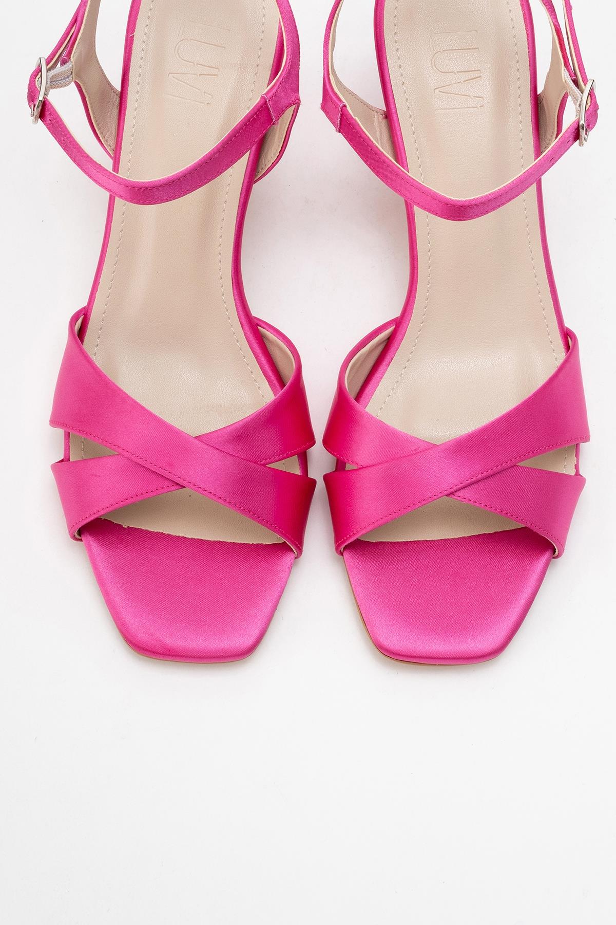 Melin - Fuchsia Satin Cross-Strap Stiletto Pump (Women)