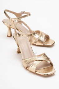 Melin - Gold Patterned Cross-Strap Stiletto Pump (Women)