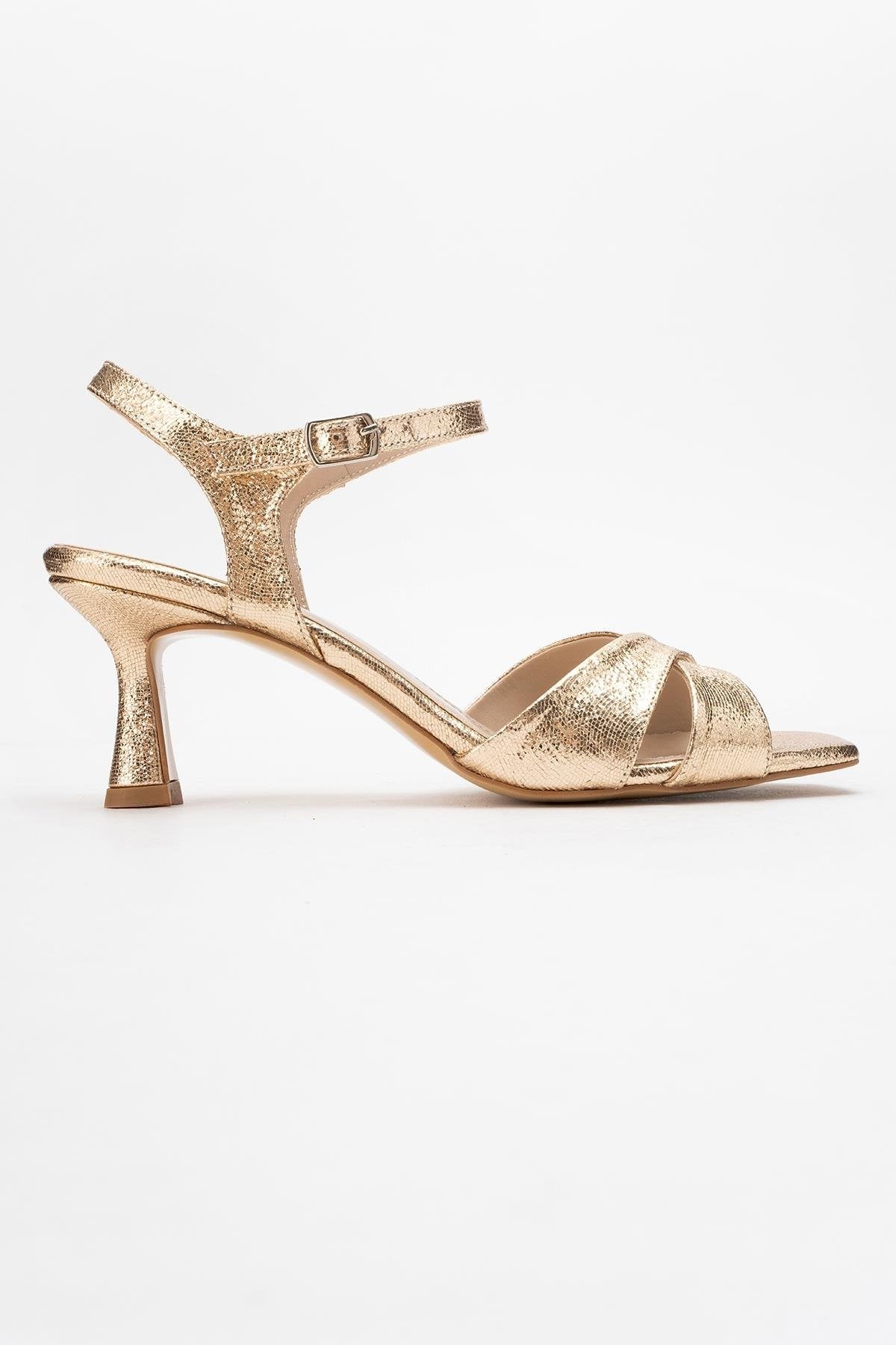 Melin - Gold Patterned Cross-Strap Stiletto Pump (Women)