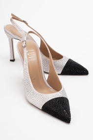 London - Beige Black Crystal-Embellished High Heel Shoe (Women)