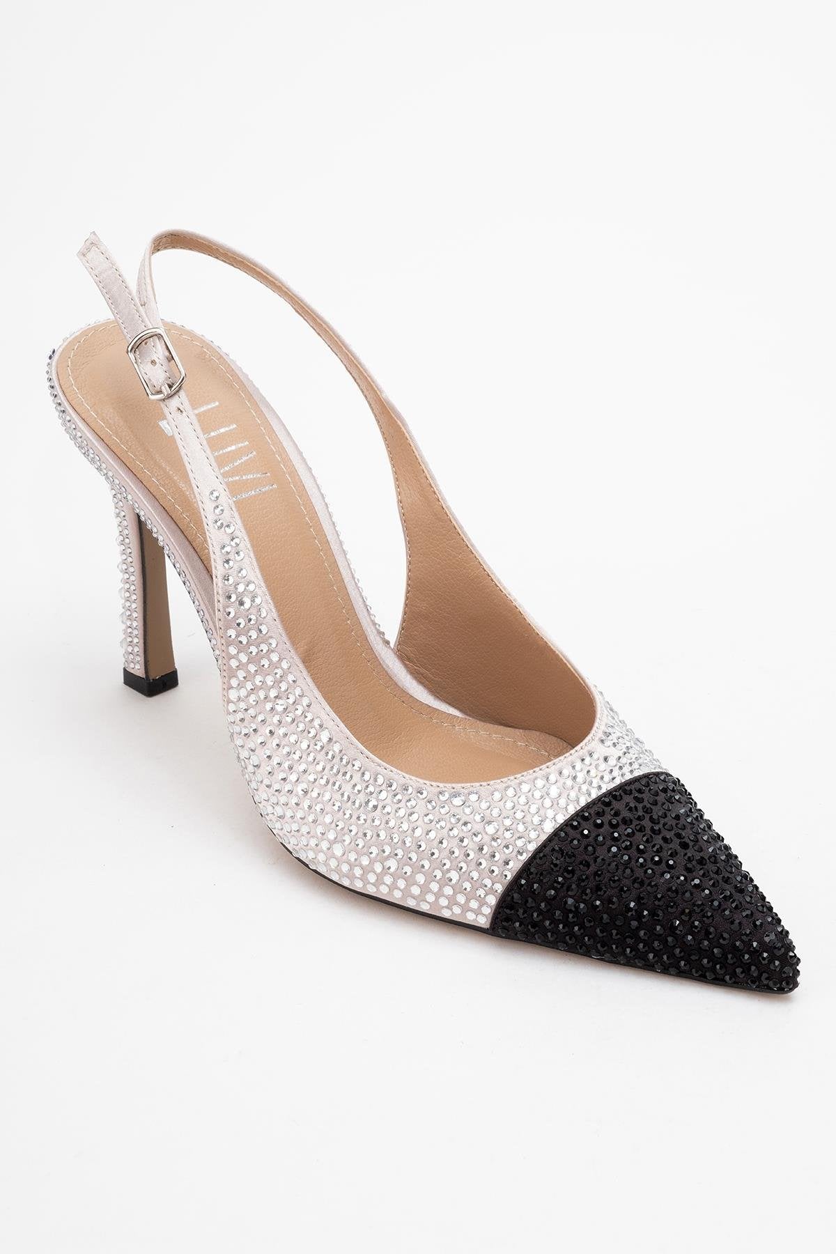 London - Beige Black Crystal-Embellished High Heel Shoe (Women)