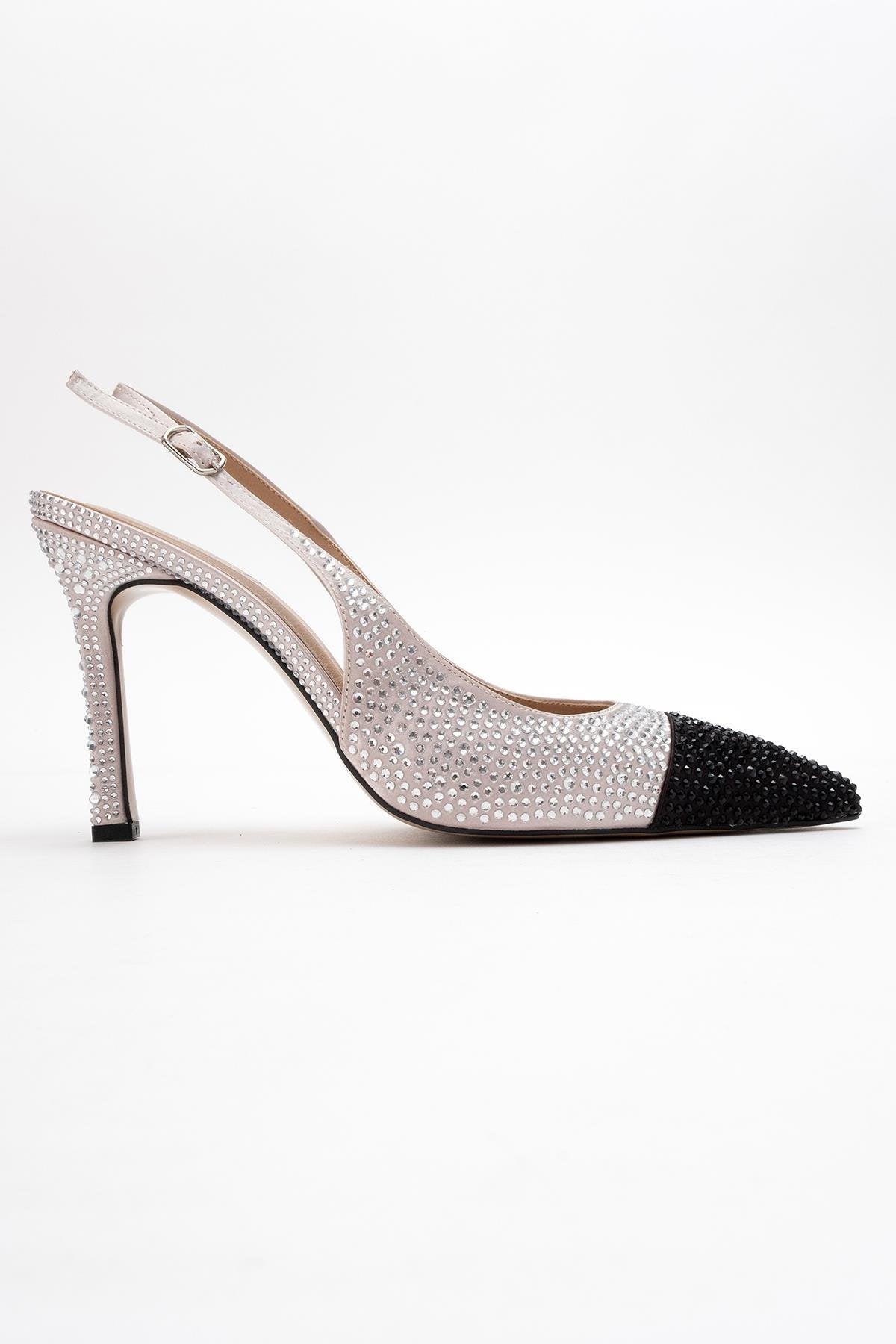 London - Beige Black Crystal-Embellished High Heel Shoe (Women)