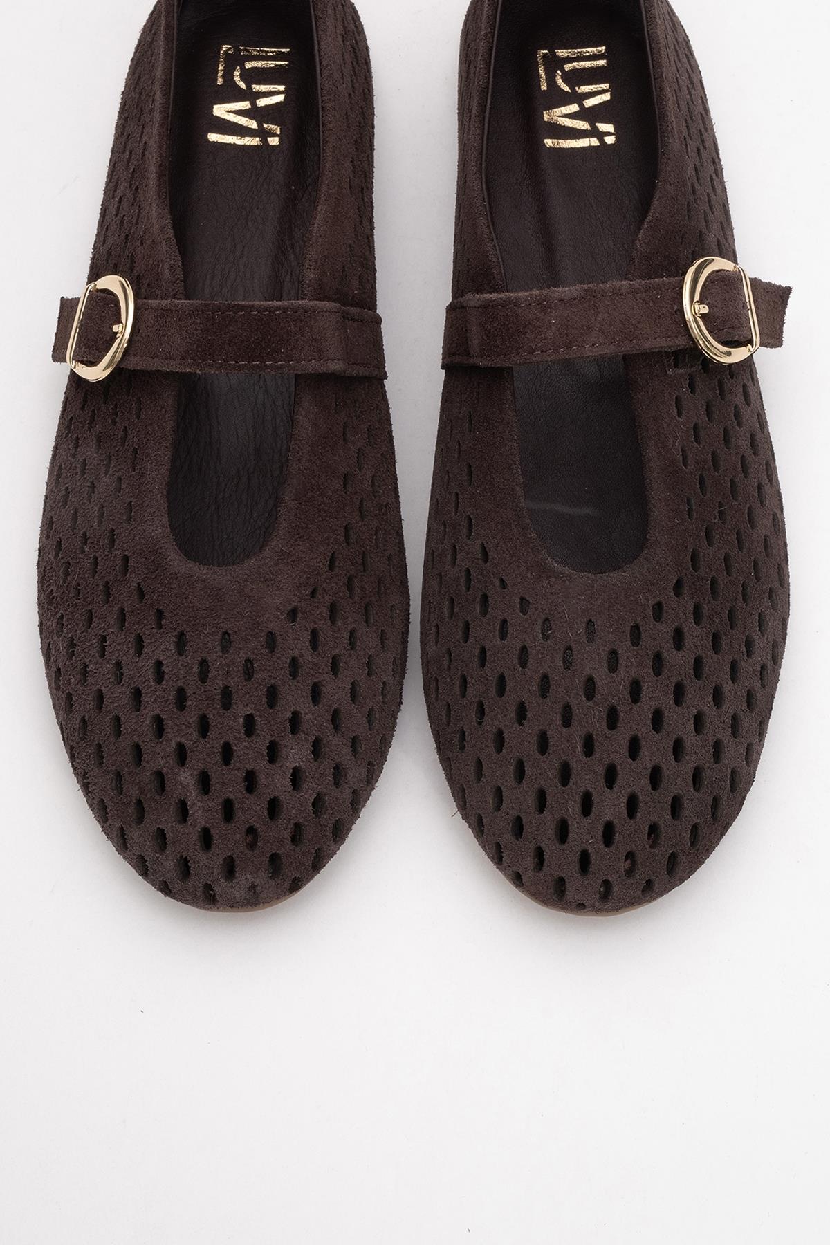Arian - Brown Genuine Leather Ballet Flat (Women)