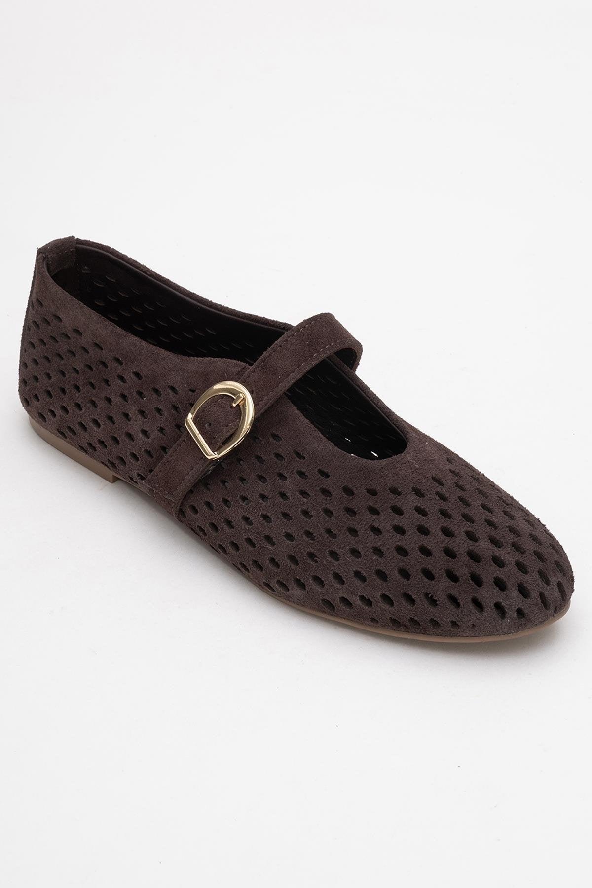 Arian - Brown Genuine Leather Ballet Flat (Women)