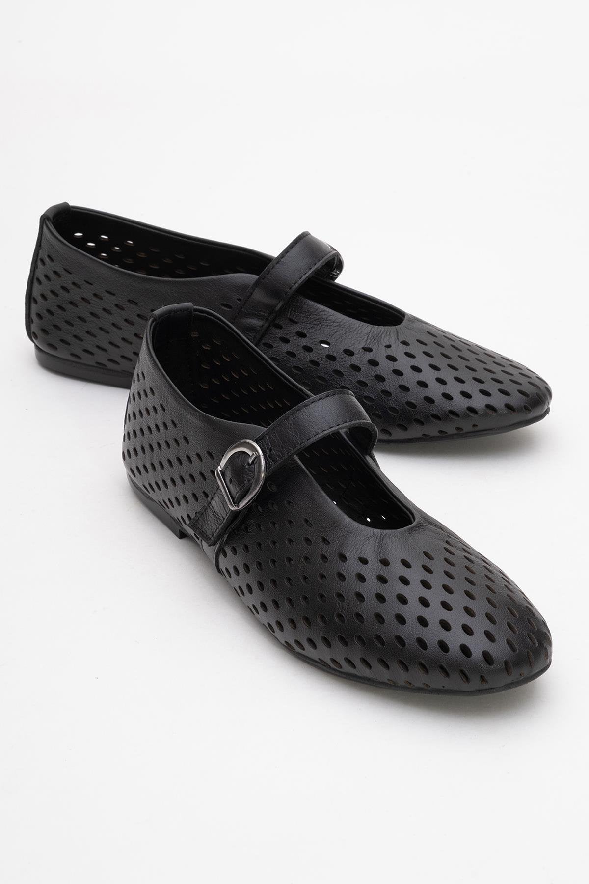 Arian Black Suede Leather Ballet Flat (Women)