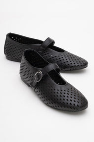 Arian Black Suede Leather Ballet Flat (Women)