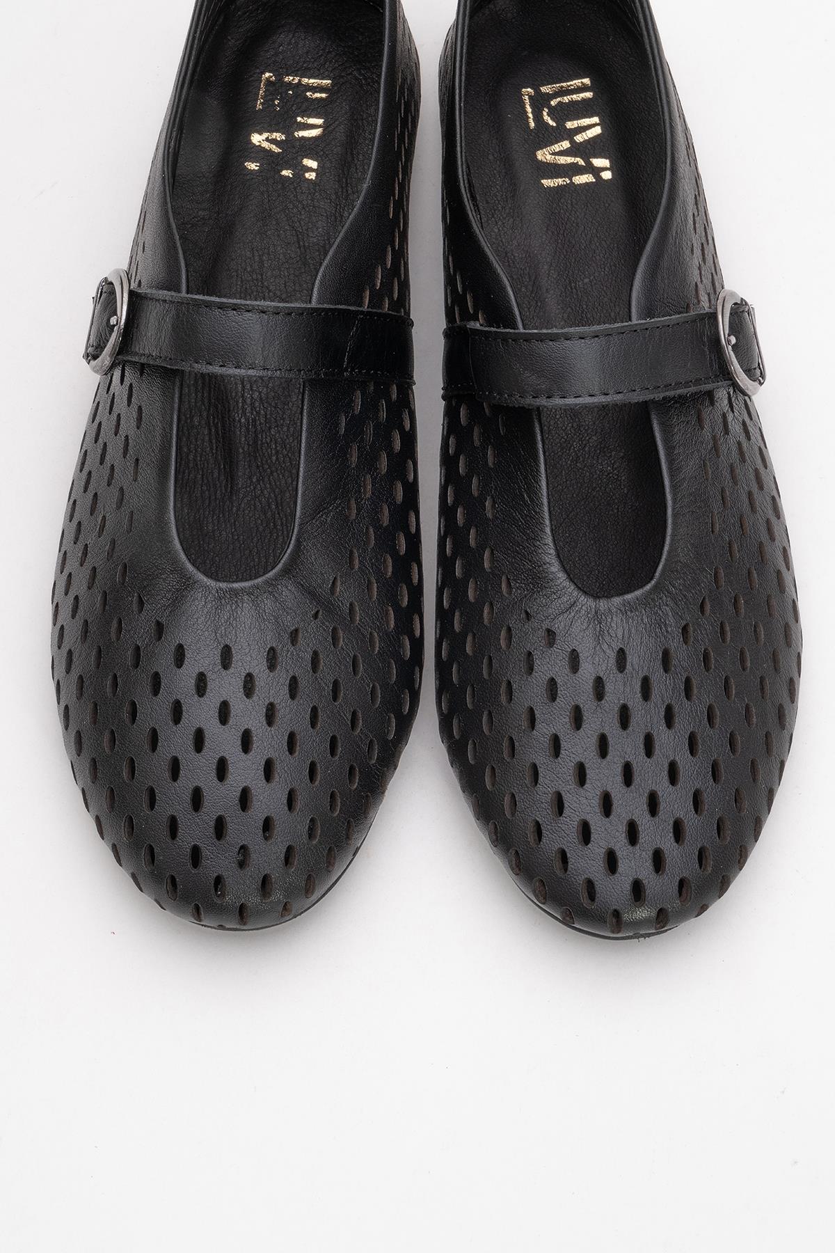 Arian Black Suede Leather Ballet Flat (Women)