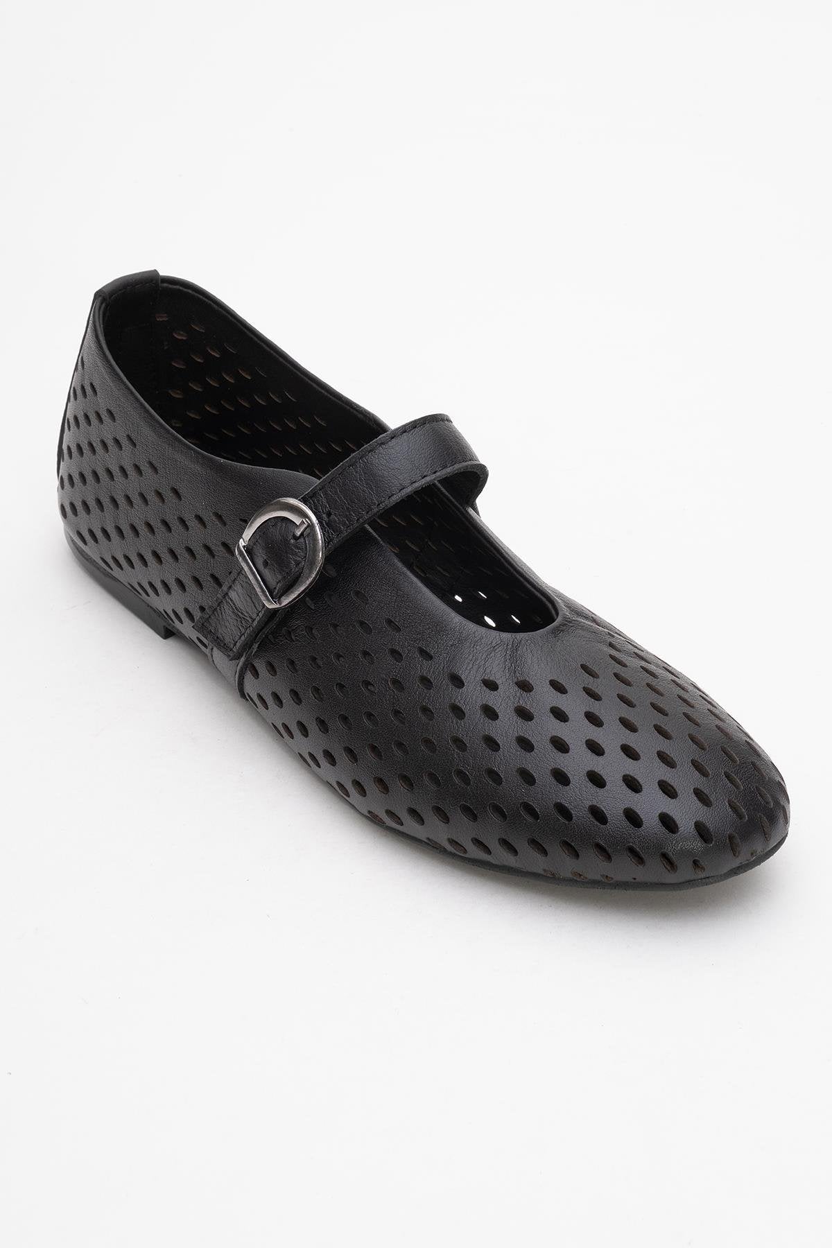 Arian Black Suede Leather Ballet Flat (Women)